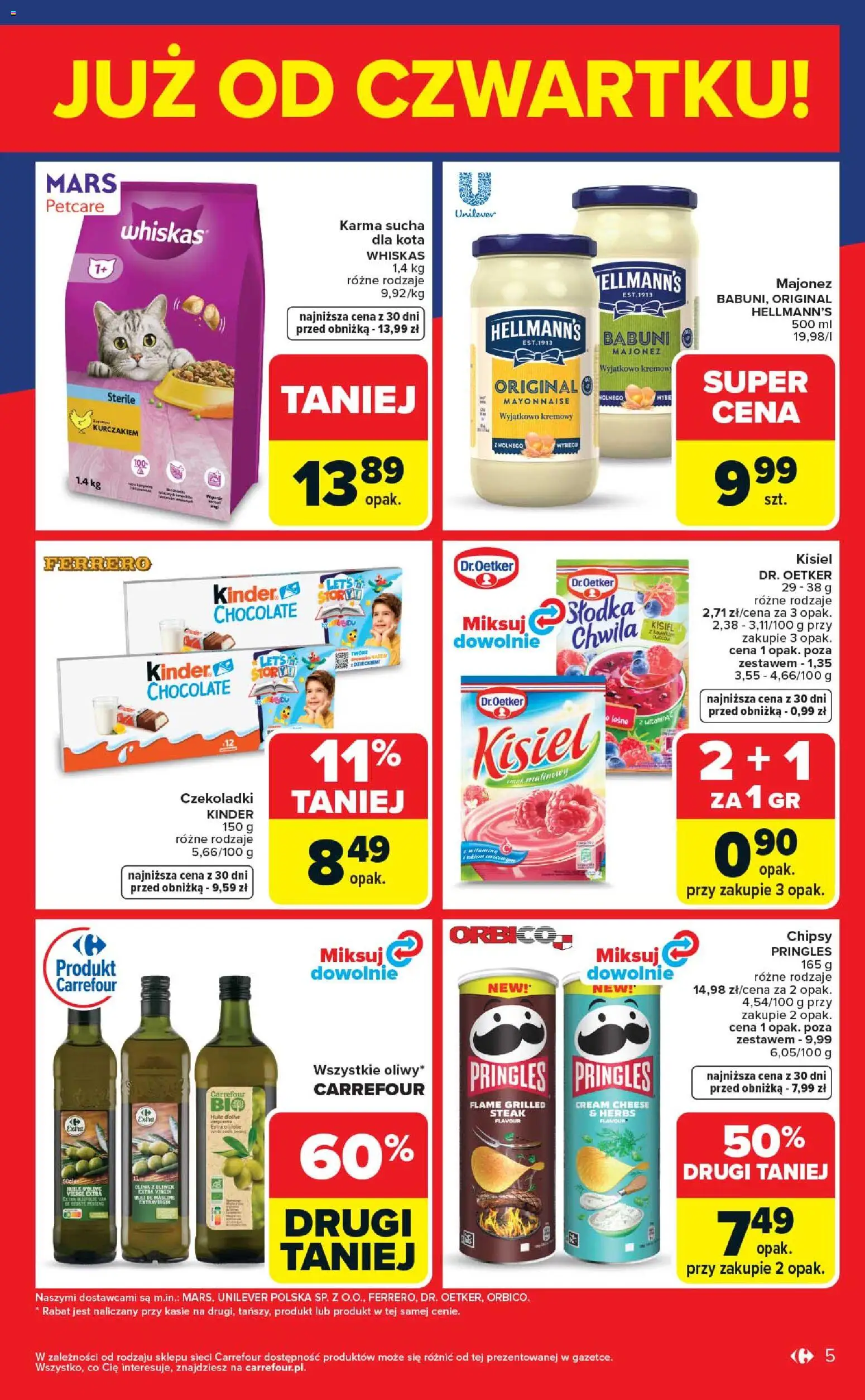 Carrefour gazetka - Weekend okazji od 14.05.2026 | Strona: 5 | Produkty: Cream cheese, Czekoladki, Pringles, Majonez