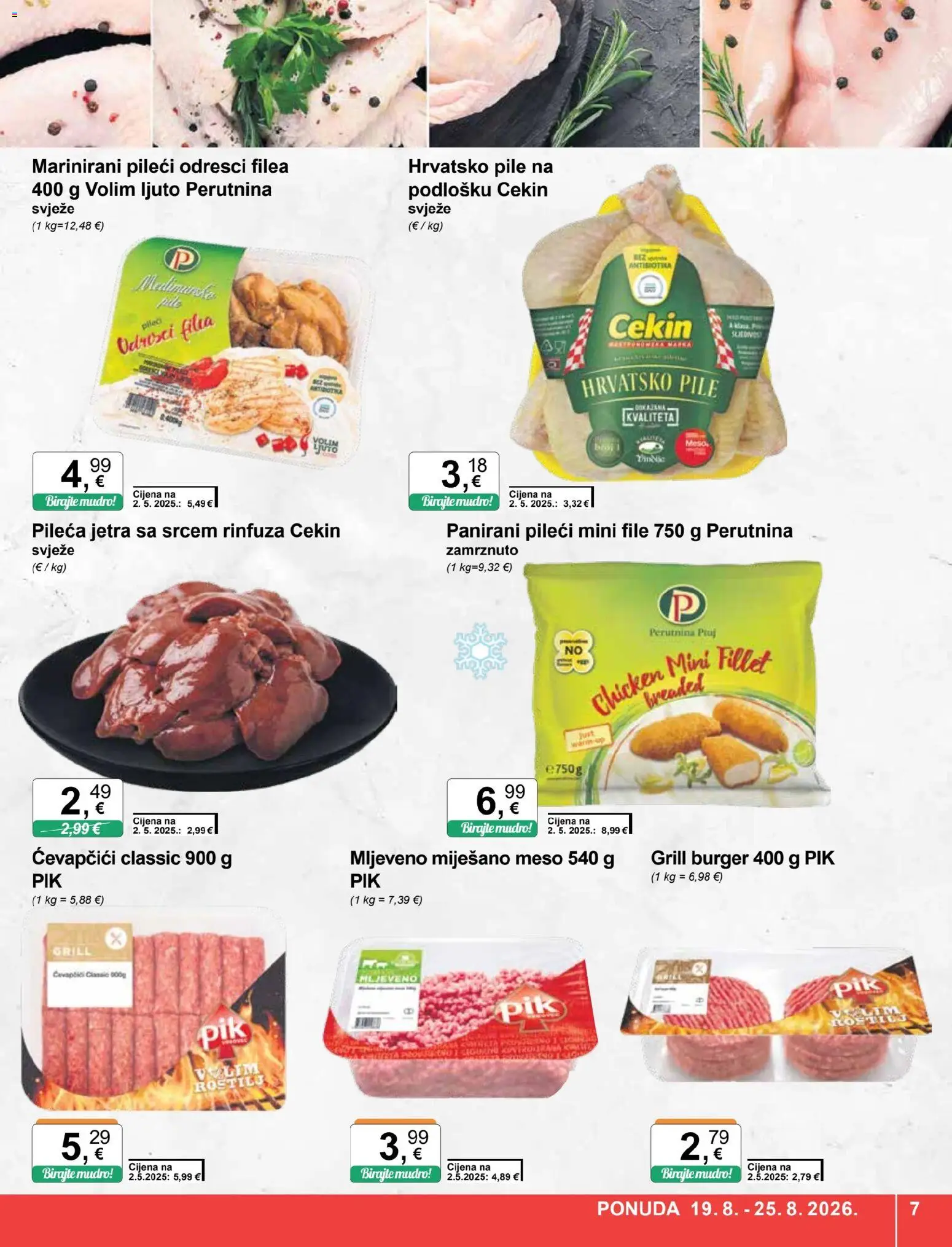 KTC katalog | vrijedi od 19.08.2026 | Stranica: 7 | Proizvodi: Jetra, Pileća jetra, Meso, Ćevapčići