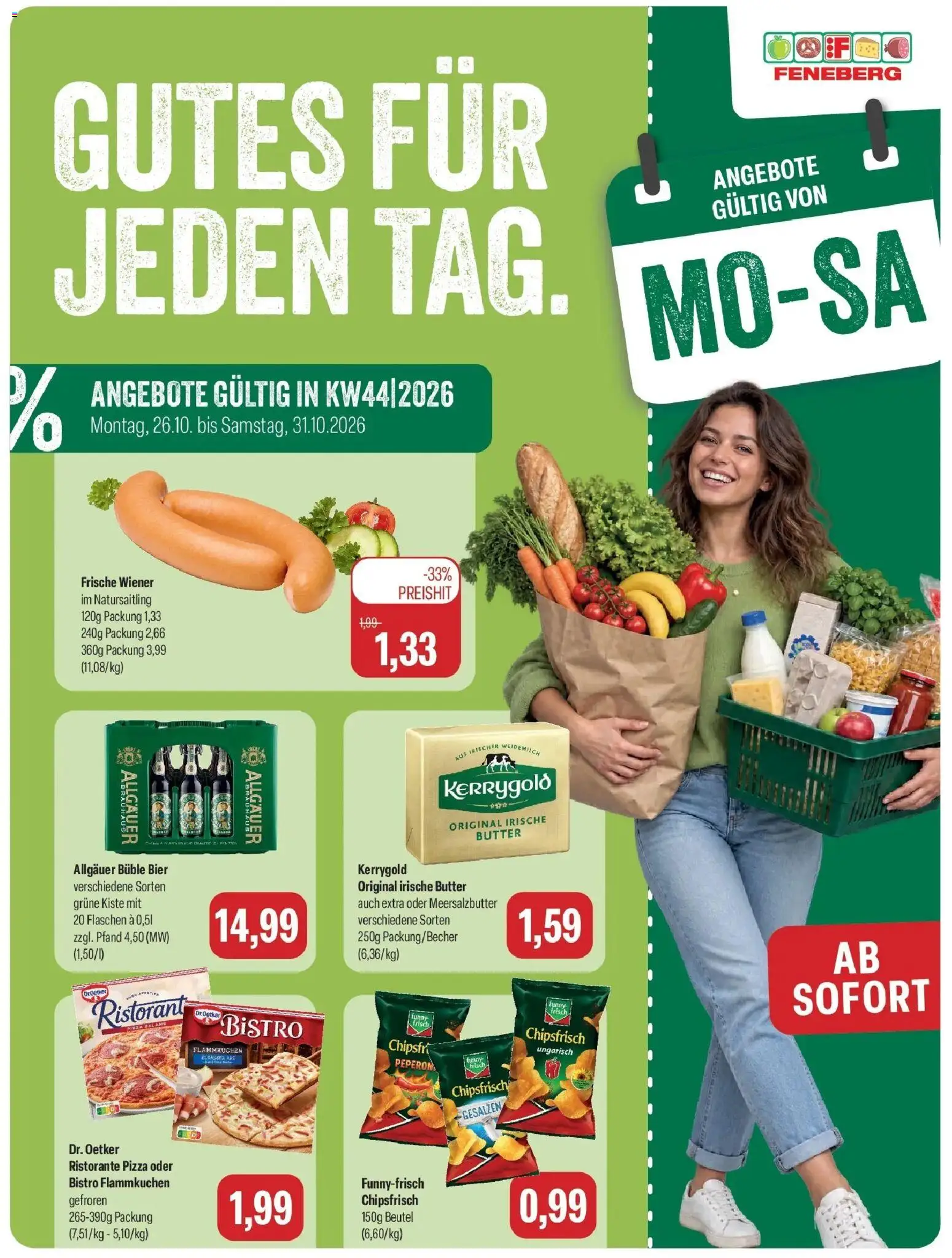 Feneberg Aktuelle Angebote (ab 25.10.2026) zum Blättern | Seite: 1 | Produkte: Ristorante, Butter, Bier, Pizza
