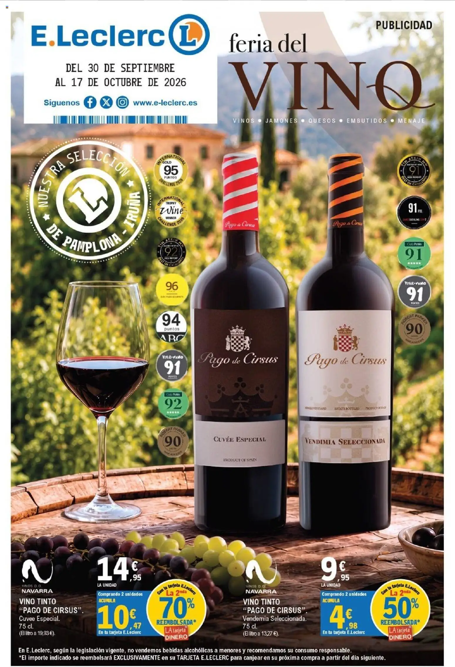 E.Leclerc - Pamplona │ válido desde el 30/09/2026 | Página: 23 | Productos: Vino tinto, Vino, Bebidas