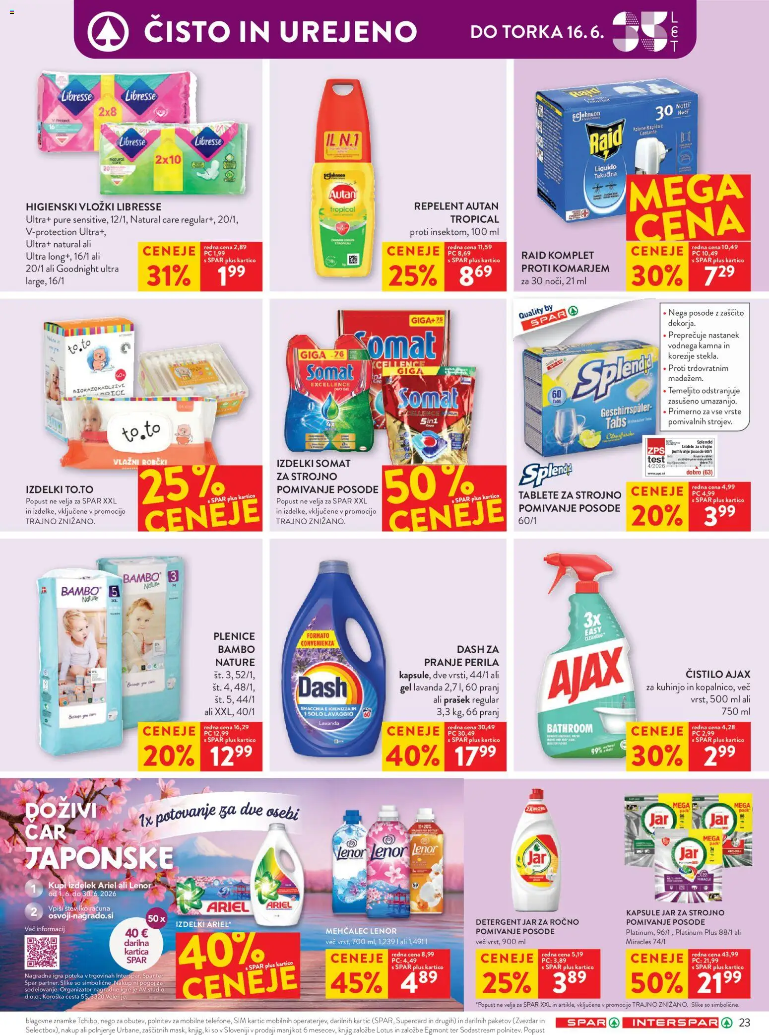 Novi Spar katalog ponudbe – veljaven od 10.06.2026 | Stran: 35 | Izdelki: Higienski vložki, Repelent, Vložki, Robčki