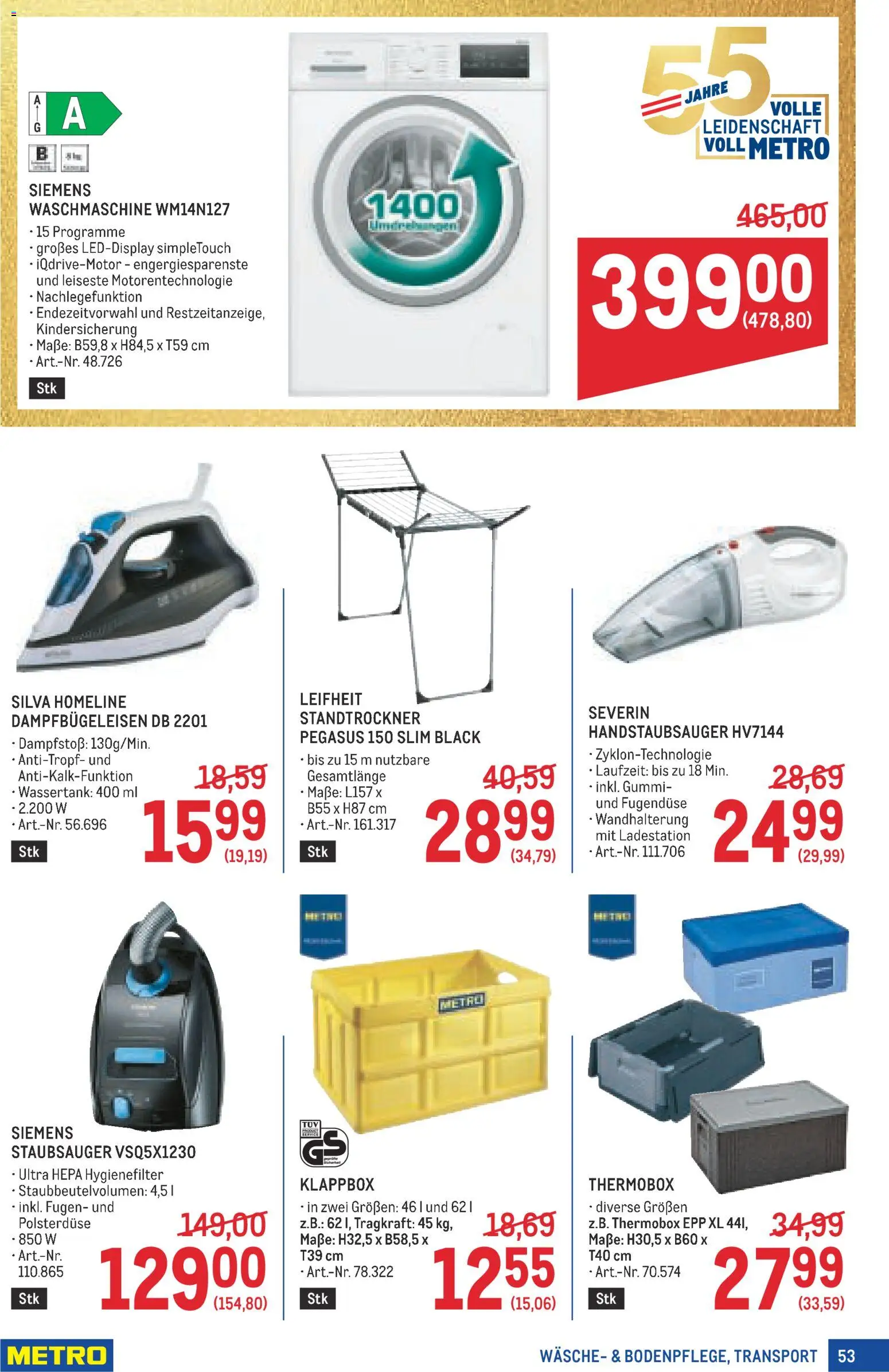 Metro angebote Profi gültig ab 01.10.2026 | Seite: 53 | Produkte: Waschmaschine, Staubsauger