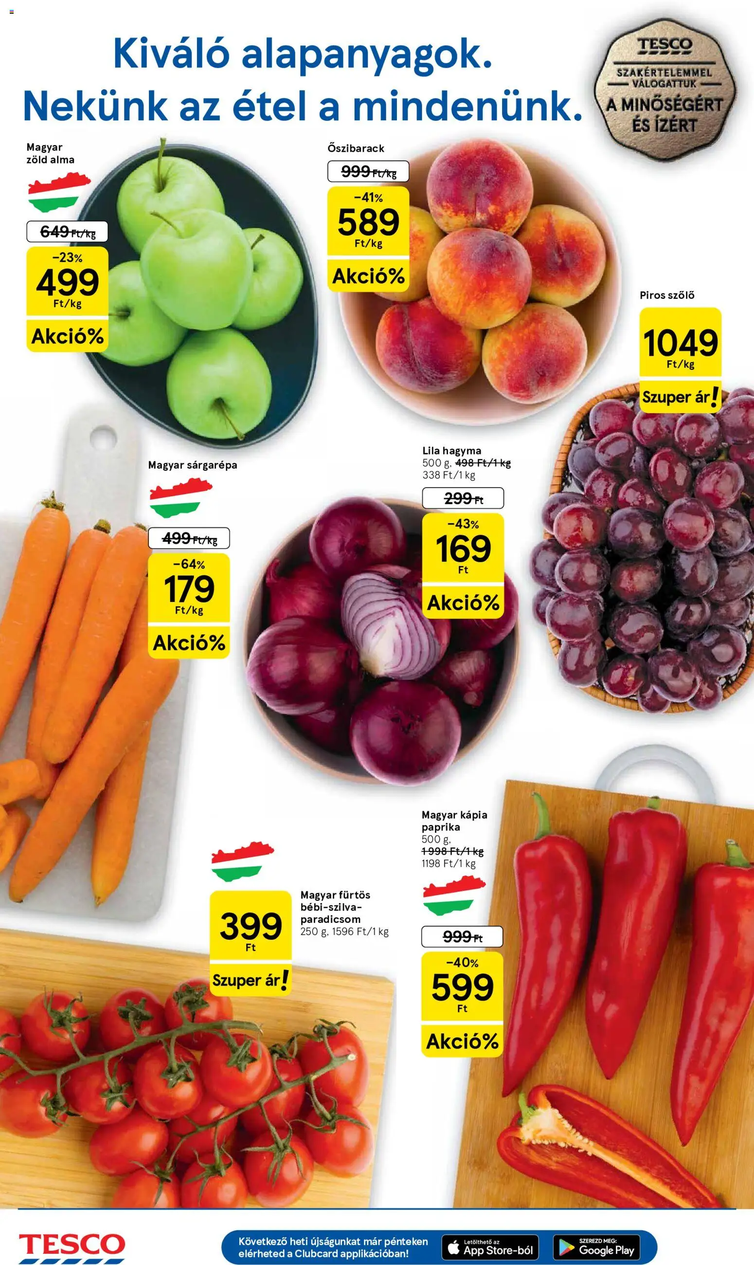 Tesco akciós ujság - amely érvényes a következő dátumtól: 2026.08.18. | Oldal: 2 | Termékek: Őszibarack, Paprika, Sárgarépa, Paradicsom
