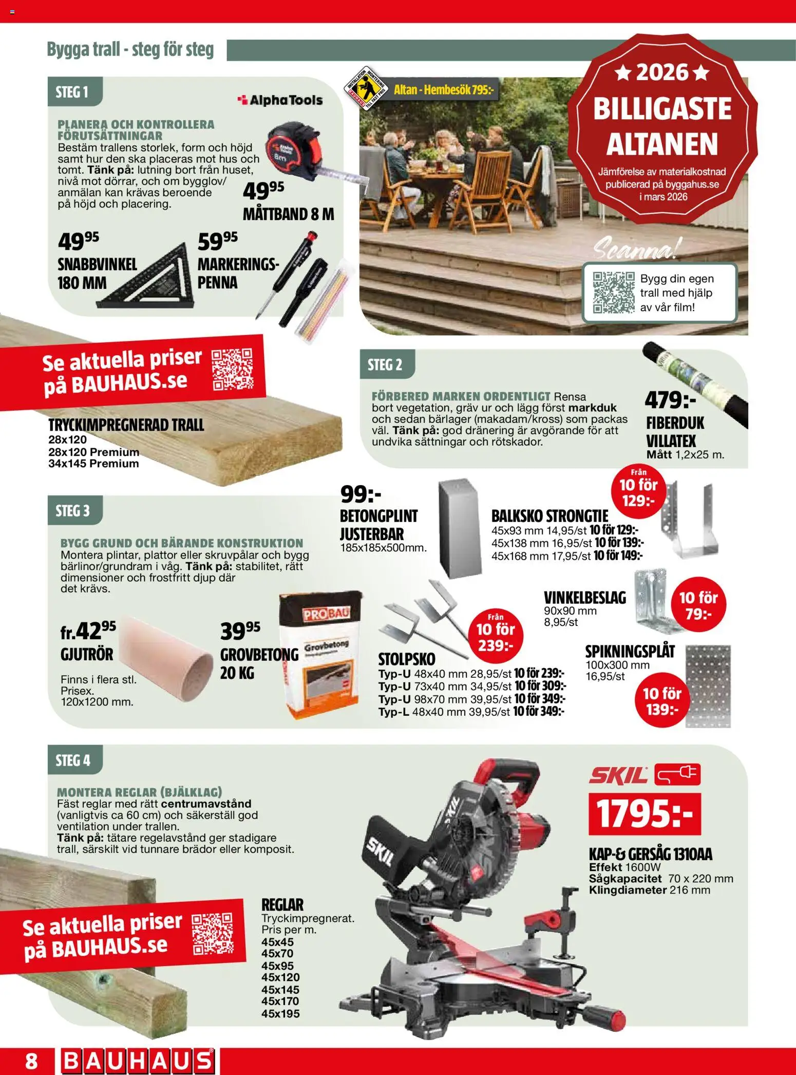Bauhaus reklamblad aktuell från 01.05.2026 | Sida: 8 | Produkter: Penna, Måttband