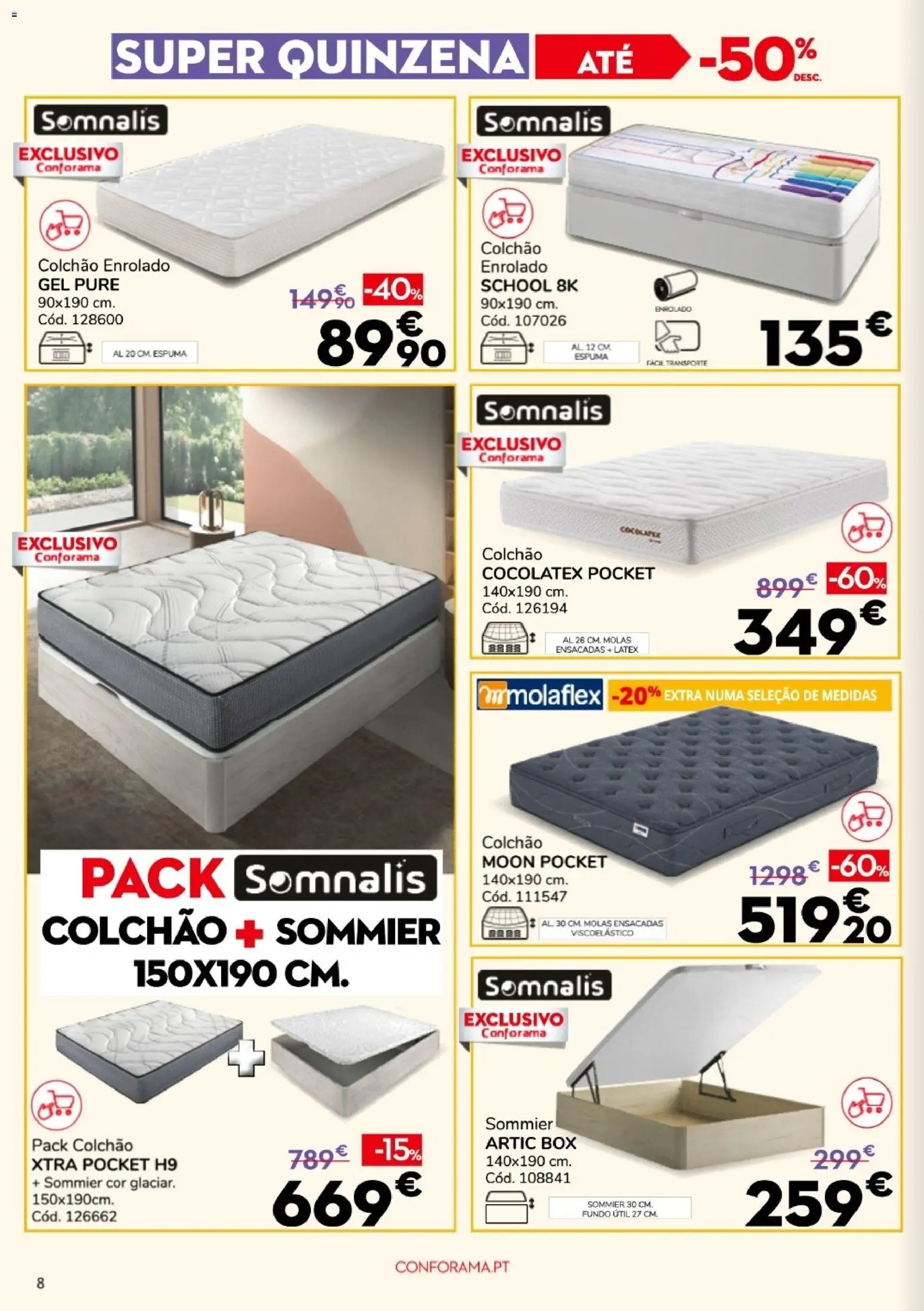 Conforama Super Quinzena │ válido de 13/08/2026 | Página: 8 | Produtos: Colchão