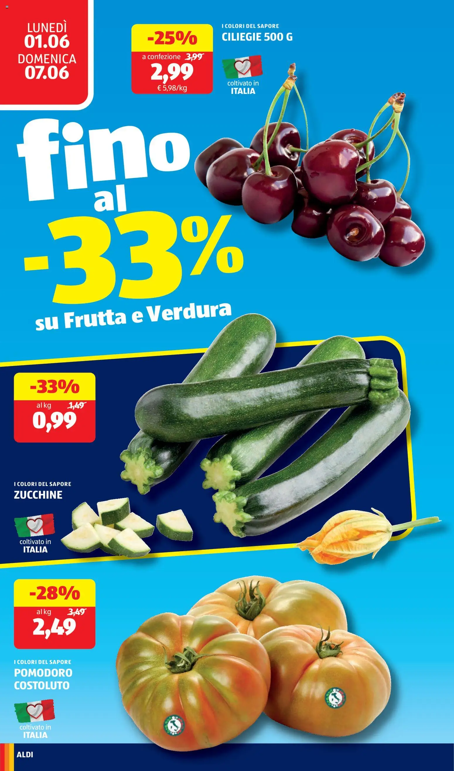 Volantino Aldi del 01.06.2026 | Pagina: 8 | Prodotti: Frutta, Pomodoro, Zucchine