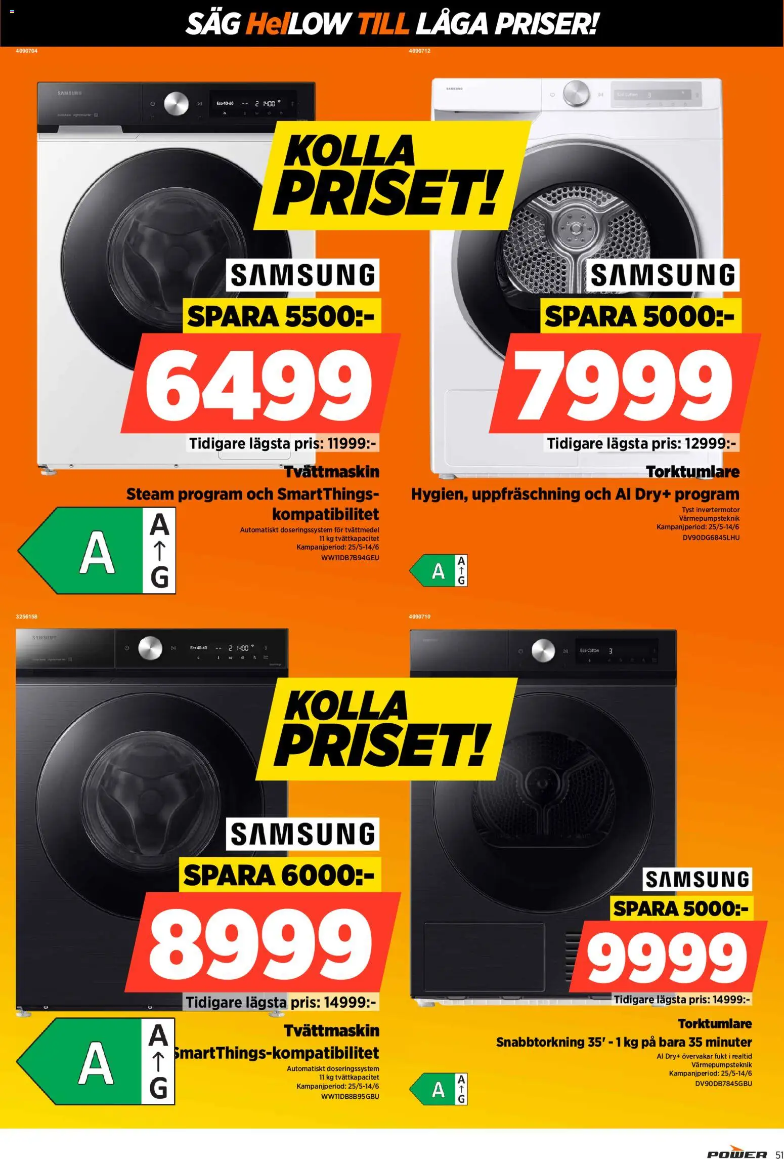Power reklamblad aktuell från 01.06.2026 | Sida: 51 | Produkter: Såg, Tvättmedel, Tvättmaskin, Torktumlare