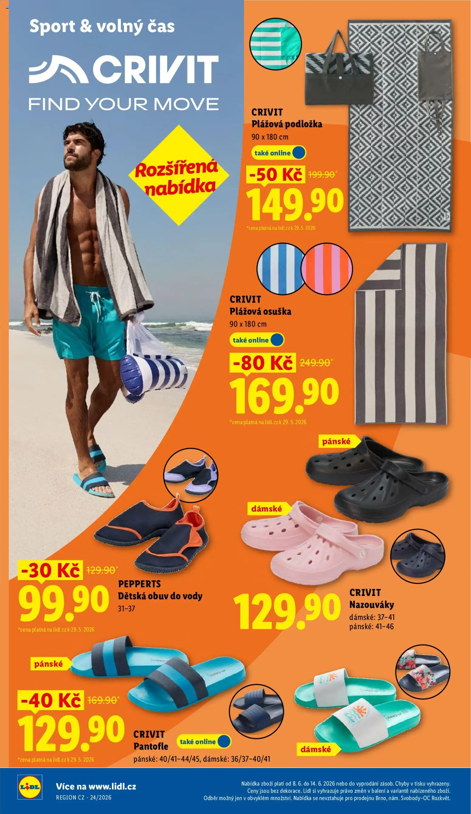 Lidl leták - Spotřební zboží od 08.06.2026 | Strana: 10 | Produkty: Pantofle, Osuška, Obuv, Plážová osuška