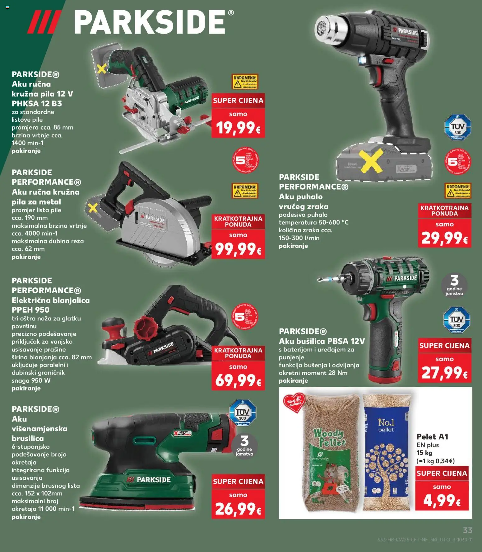 Kaufland katalog | vrijedi od 17.06.2026 | Stranica: 33 | Proizvodi: Brusilica, Aku bušilica, Pila, Bušilica