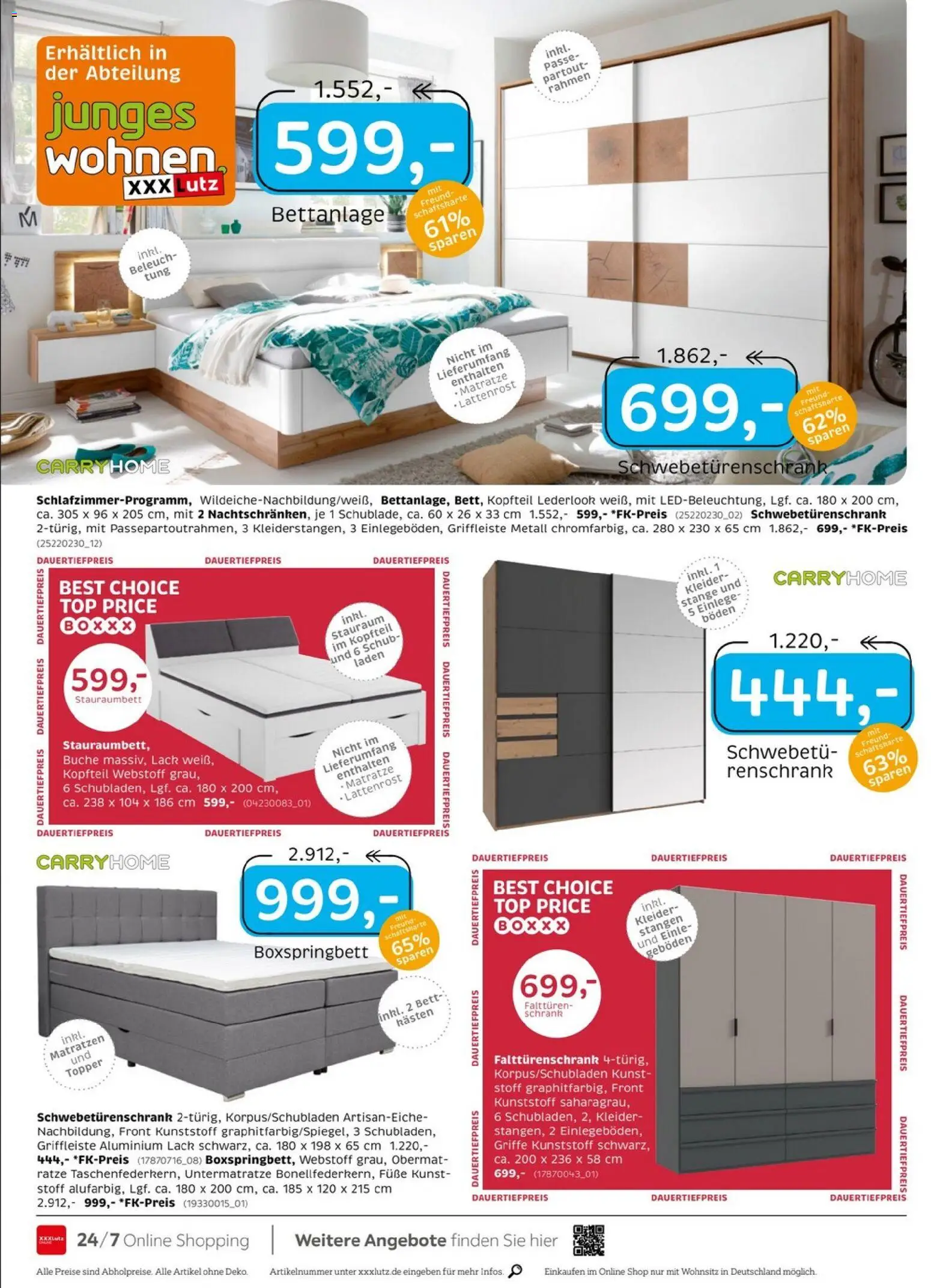 XXXLutz Restaurantgutscheine – gültig ab 26.09.2026 | Seite: 18 | Produkte: Schwebetürenschrank, Boxspringbett, Topper, Schrank