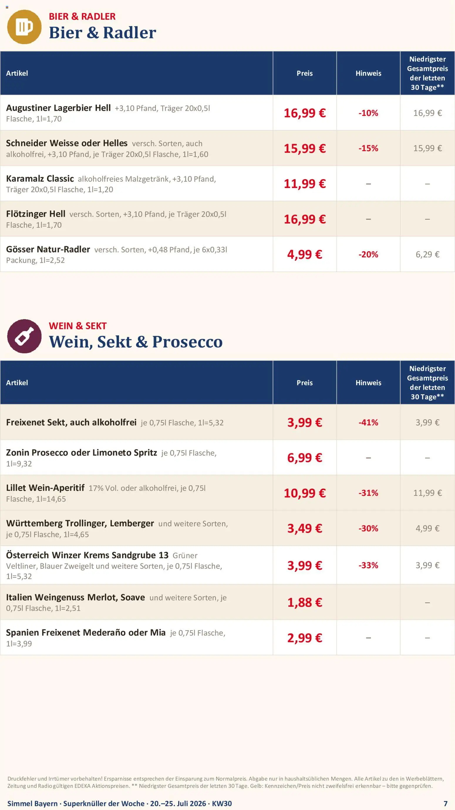 Simmel Bayern – gültig ab 20.07.2026 | Seite: 5 | Produkte: Freixenet, Bier, Sekt, Radler