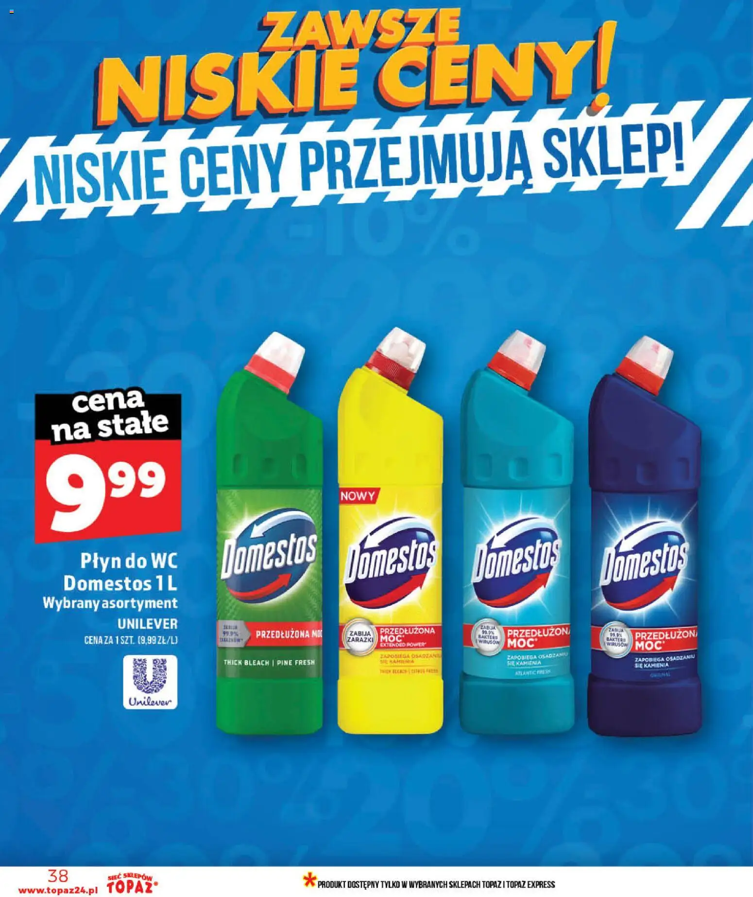 Topaz gazetka - MAZ od 28.05.2026 | Strona: 38 | Produkty: Domestos, Płyn do WC Domestos