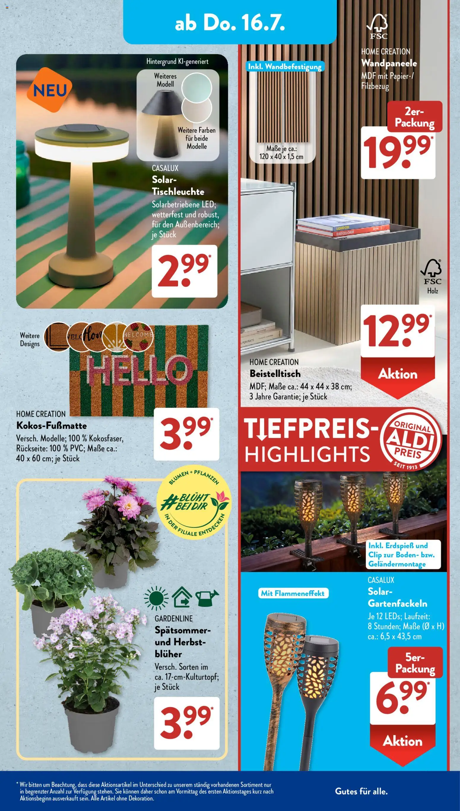 Aldi Süd Prospekt – gültig ab 13.07.2026 | Seite: 10 | Produkte: Beistelltisch, Blumen, Home creation
