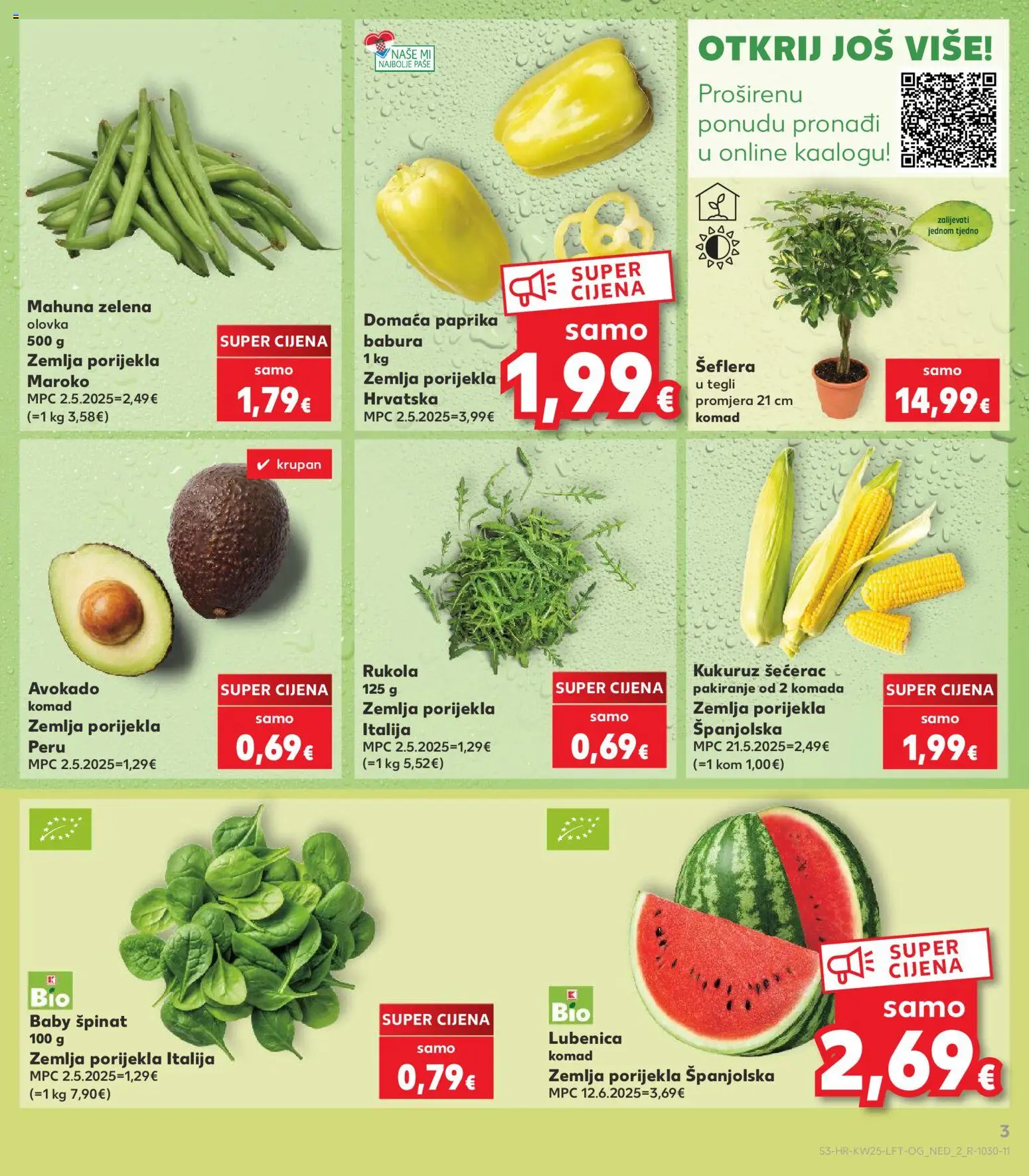 Kaufland katalog | vrijedi od 17.06.2026 | Stranica: 3 | Proizvodi: Špinat, Paprika, Avokado, Lubenica