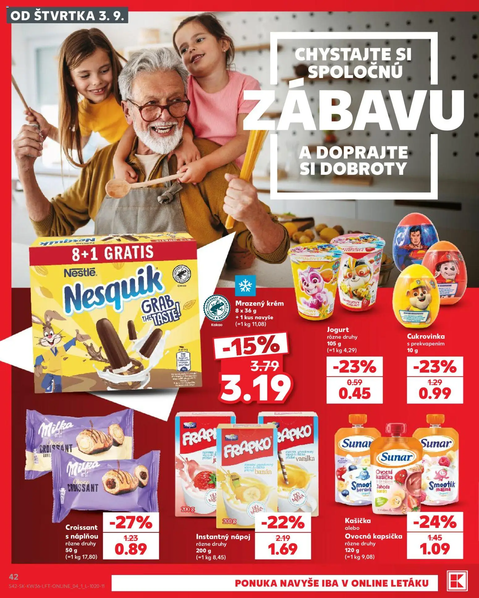 Nové Kaufland akcie – leták je platný od 03.09.2026 | Strana: 42 | Produkty: Milka, Nesquik, Vanilka, Kakao