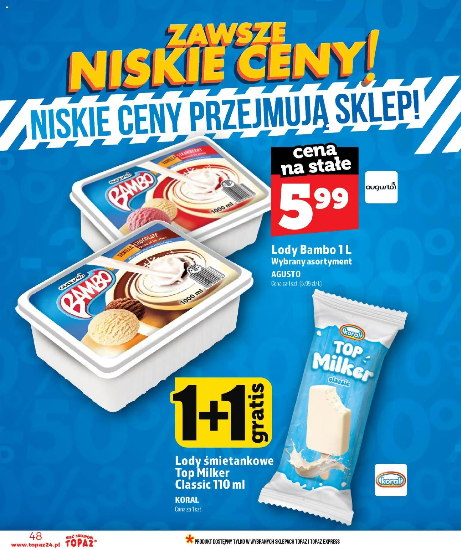 Topaz gazetka od 18.06.2026 | Strona: 48 | Produkty: Top, Lody bambo, Lody