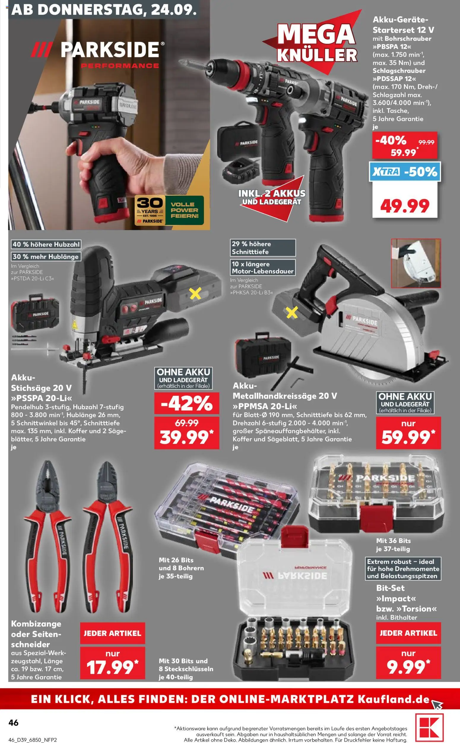 Kaufland Německo leták od 24.09.2026 | Strana: 46 | Produkty: Parkside