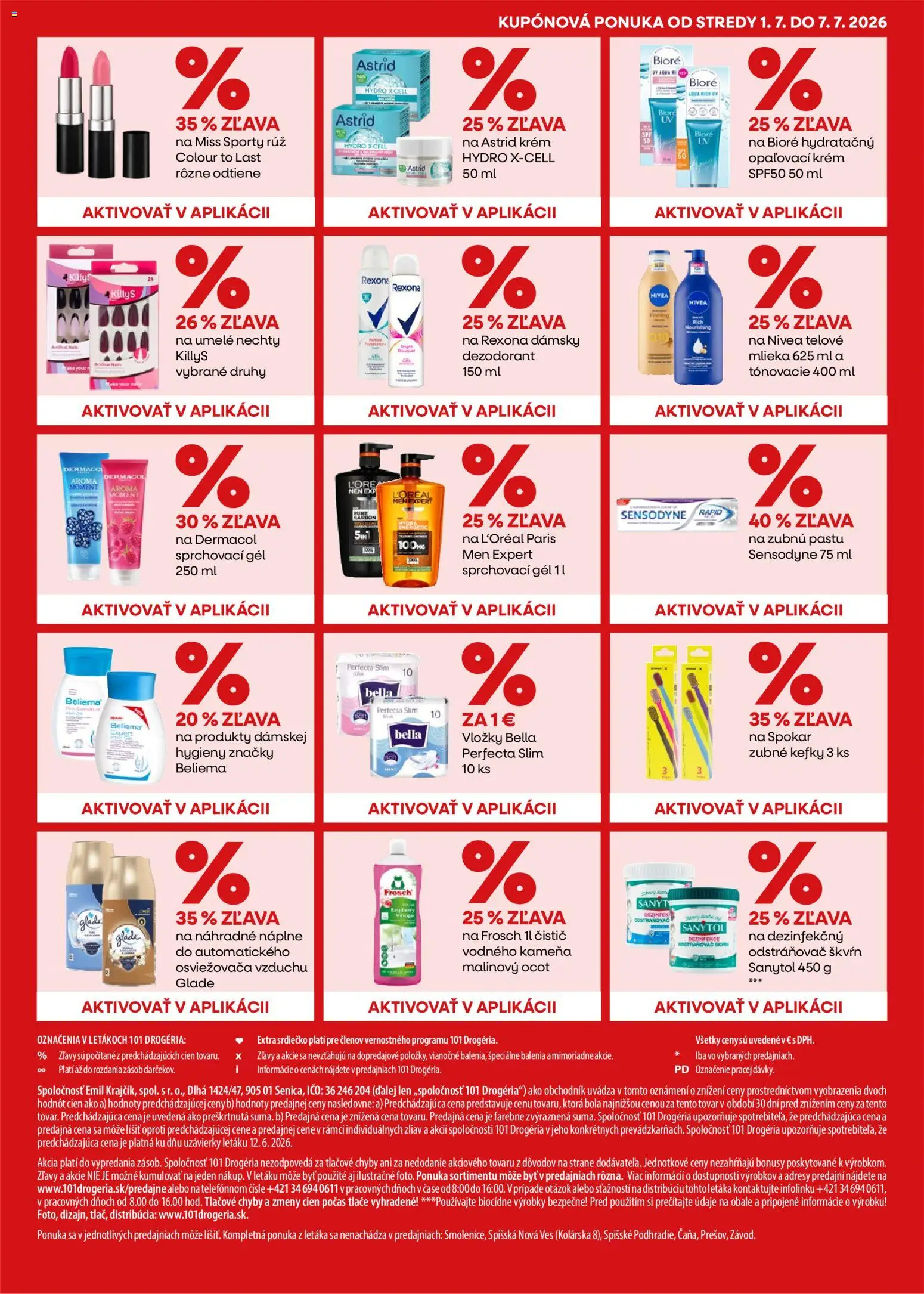 Nové 101 drogerie akcie – leták je platný od 24.06.2026 | Strana: 7 | Produkty: Nivea, Sanytol, Krém, Ocot