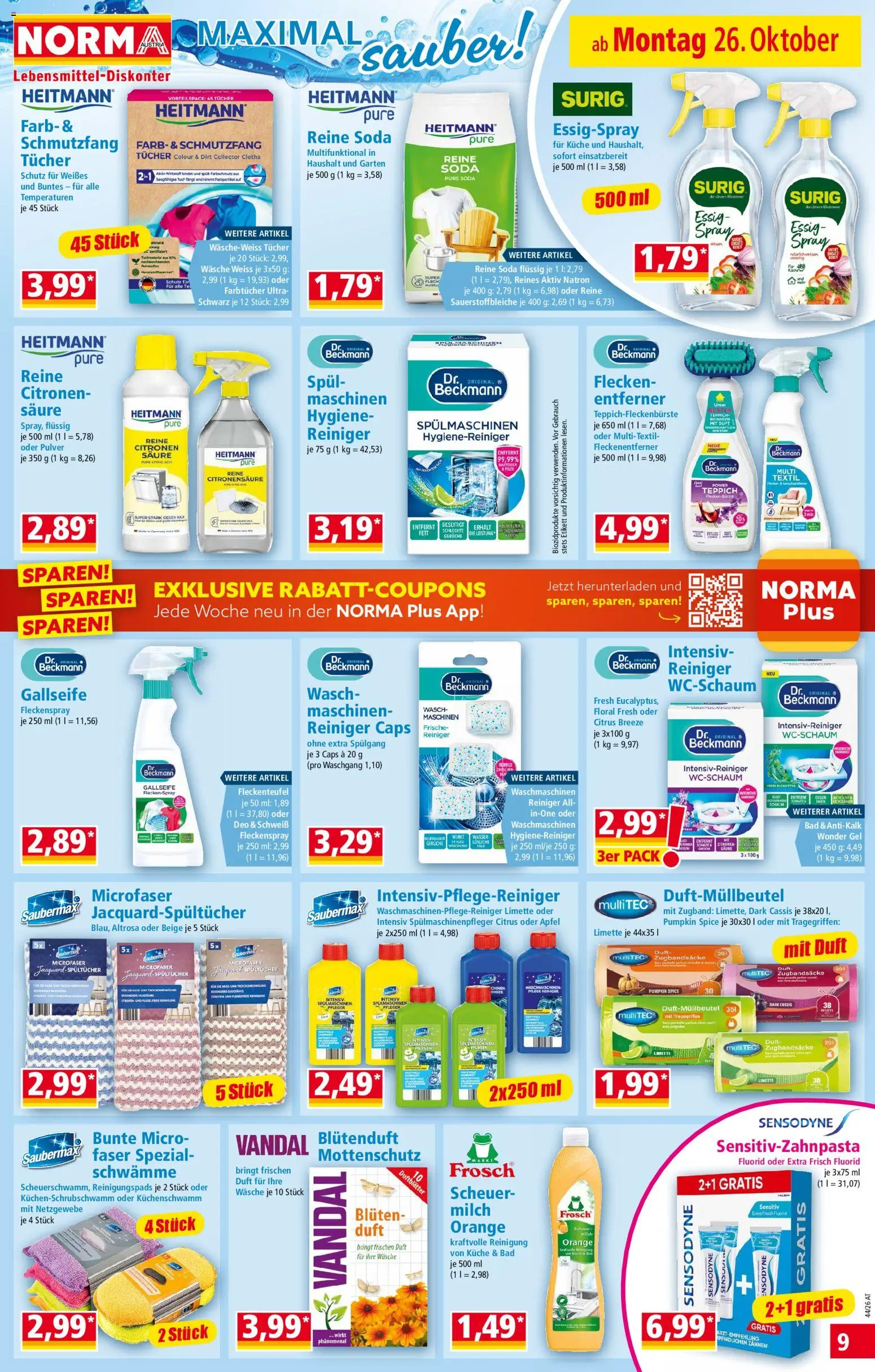 Norma Flugblatt gültig ab 26.10.2026 | Seite: 9 | Produkte: Wasser, Duft, Milch, Fleckenentferner