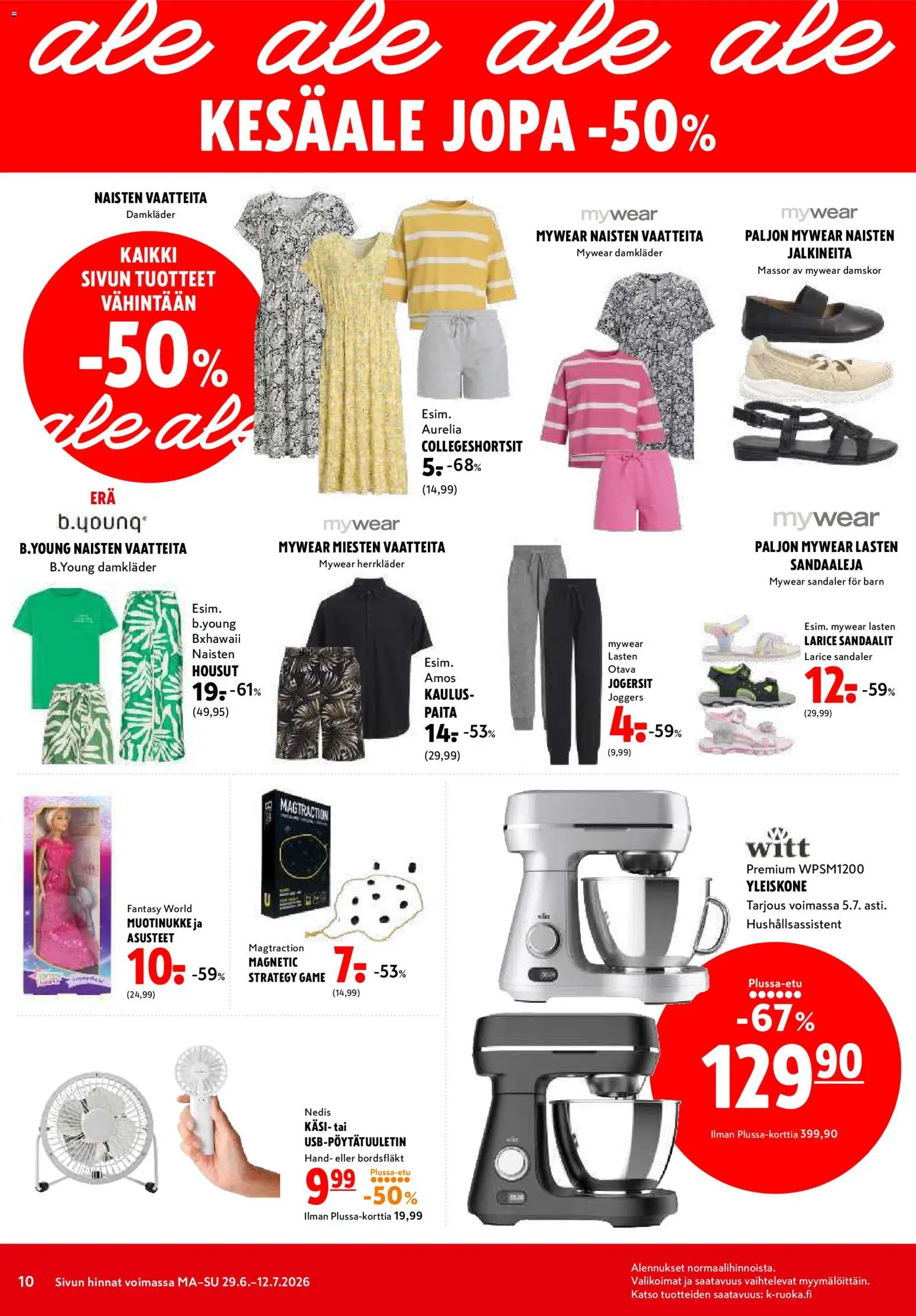 K-Citymarket tarjoukset – voimassa 29/06/2026 alkaen | Sivu: 10 | Tuotteet: Paita, Housut, Sandaalit