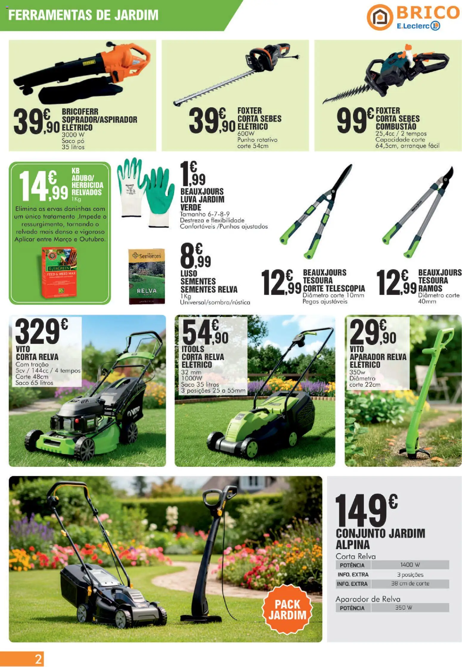 E.Leclerc Folheto Brico Lamego │ válido de 16.05.2026 | Página: 2 | Produtos: Aparador de relva, Pó, Ferramentas, Aparador