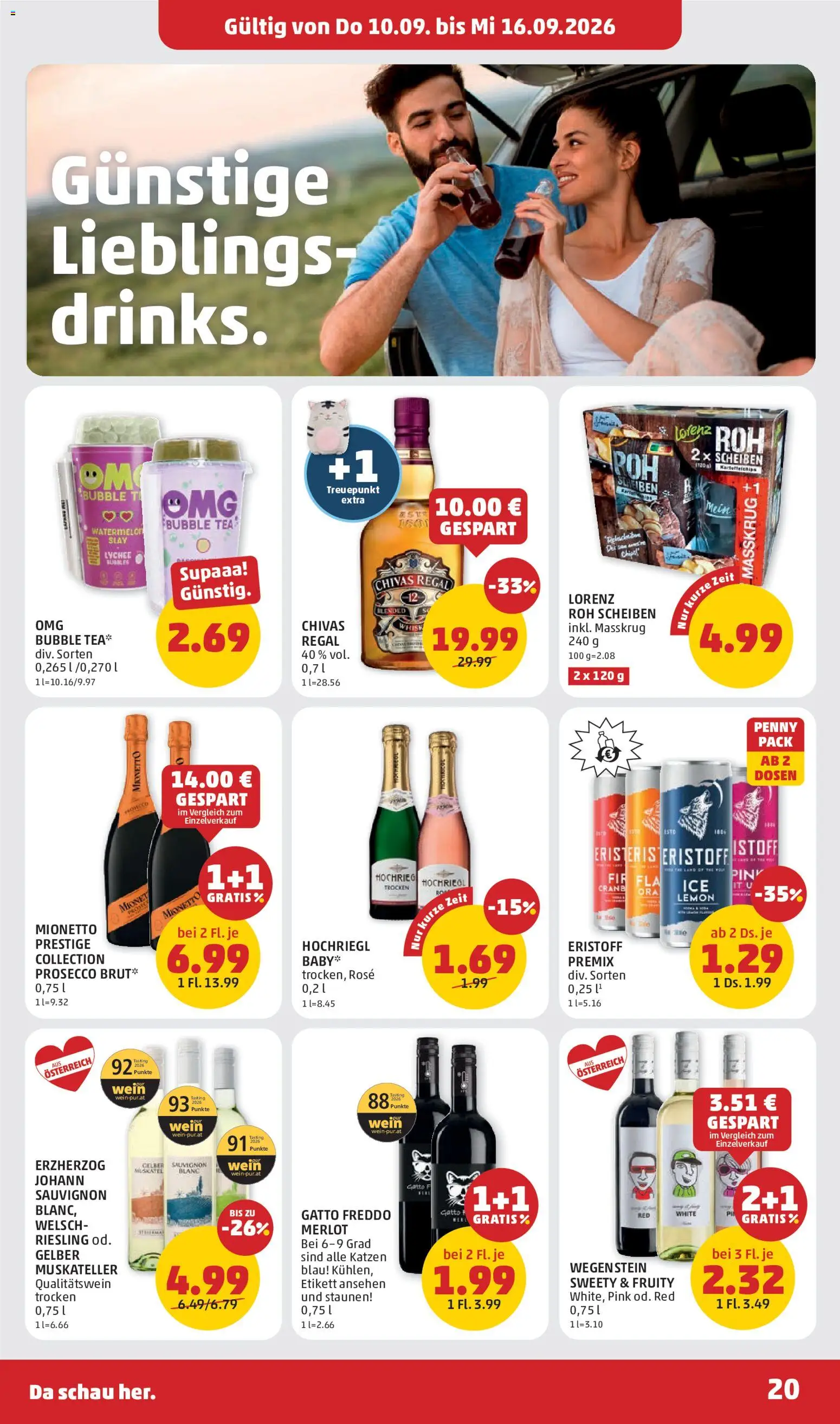 Penny Markt Flugblatt gültig ab 10.09.2026 | Seite: 20 | Produkte: Prosecco, Regal, Wein