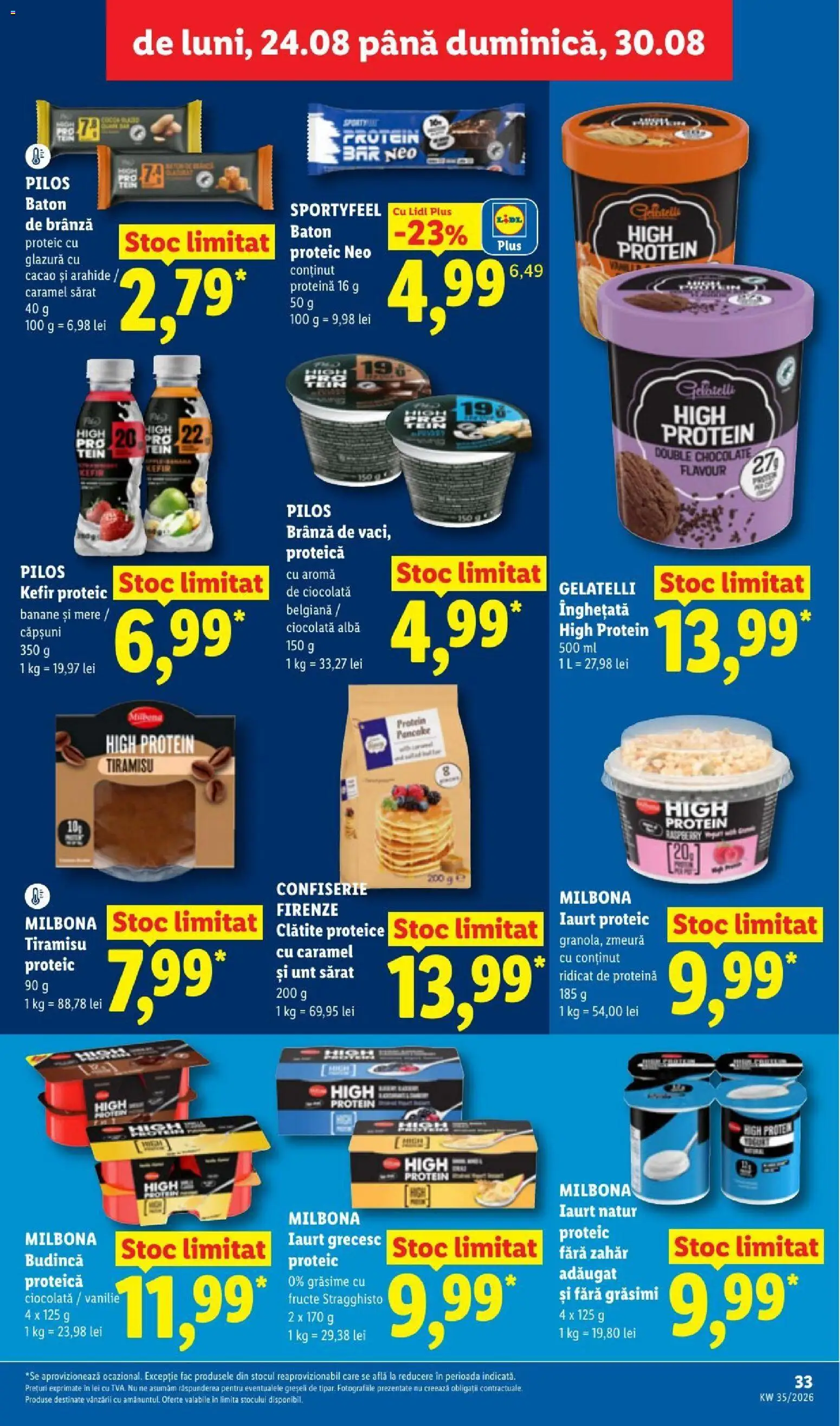 Noul catalog Lidl – valabil de la 24.08.2026 | Pagină: 33 | Produse: Alba, Tiramisu, Kefir, Fructe