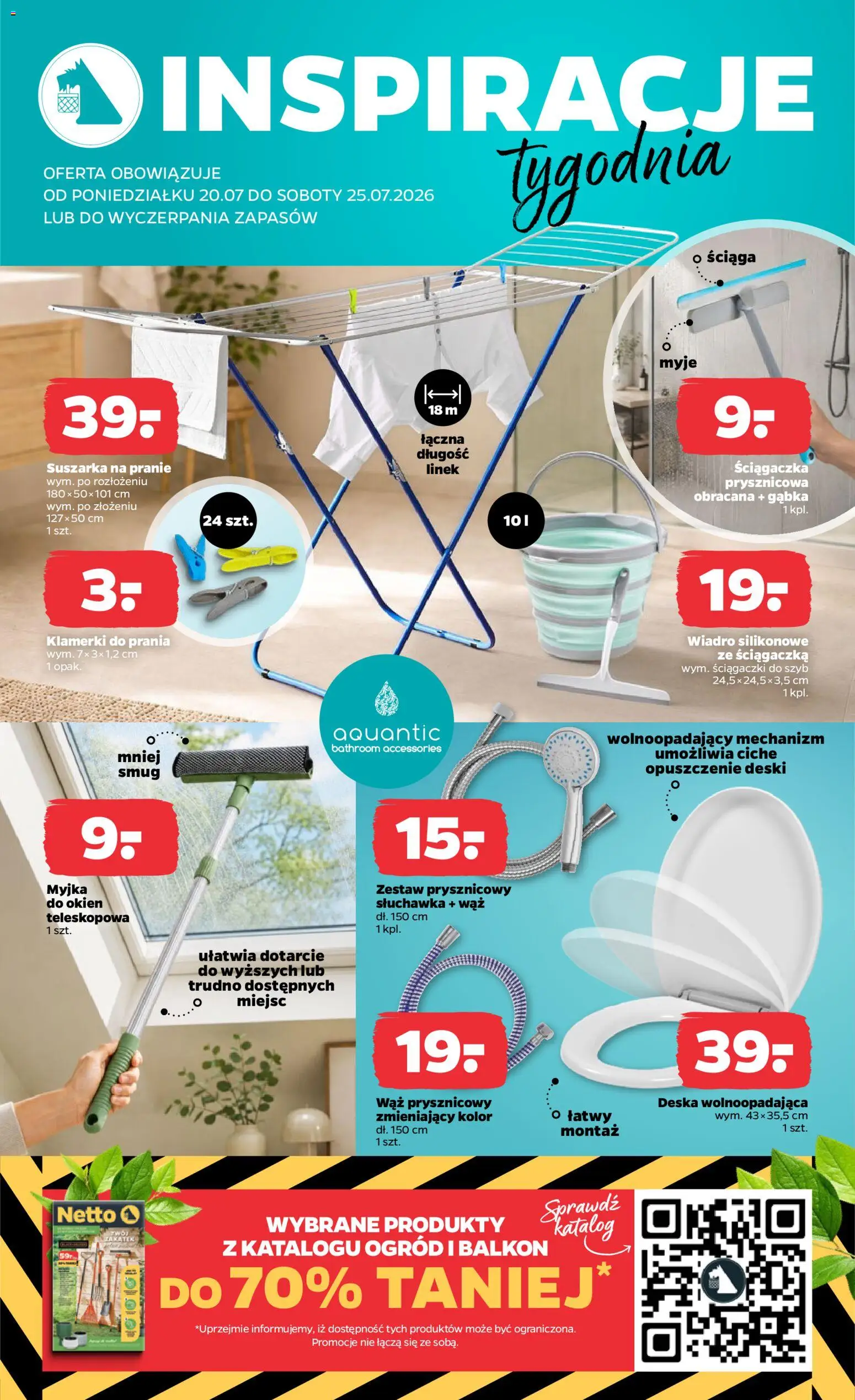 Netto gazetka od poniedziałku NonFood od 20.07.2026 | Strona: 2 | Produkty: Suszarka na pranie, Suszarka, Gąbka