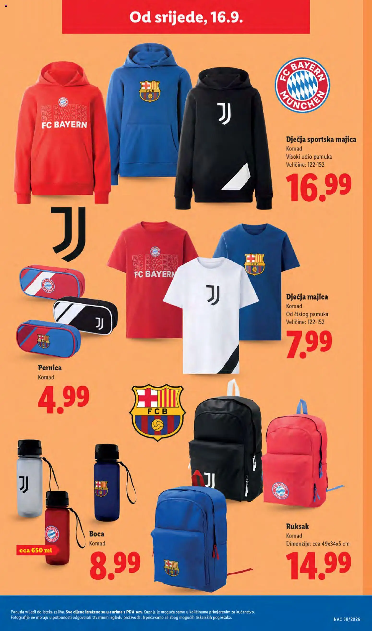 Lidl katalog | vrijedi od 14.09.2026 | Stranica: 49 | Proizvodi: Pernica, Majica, Čaše, Ruksak