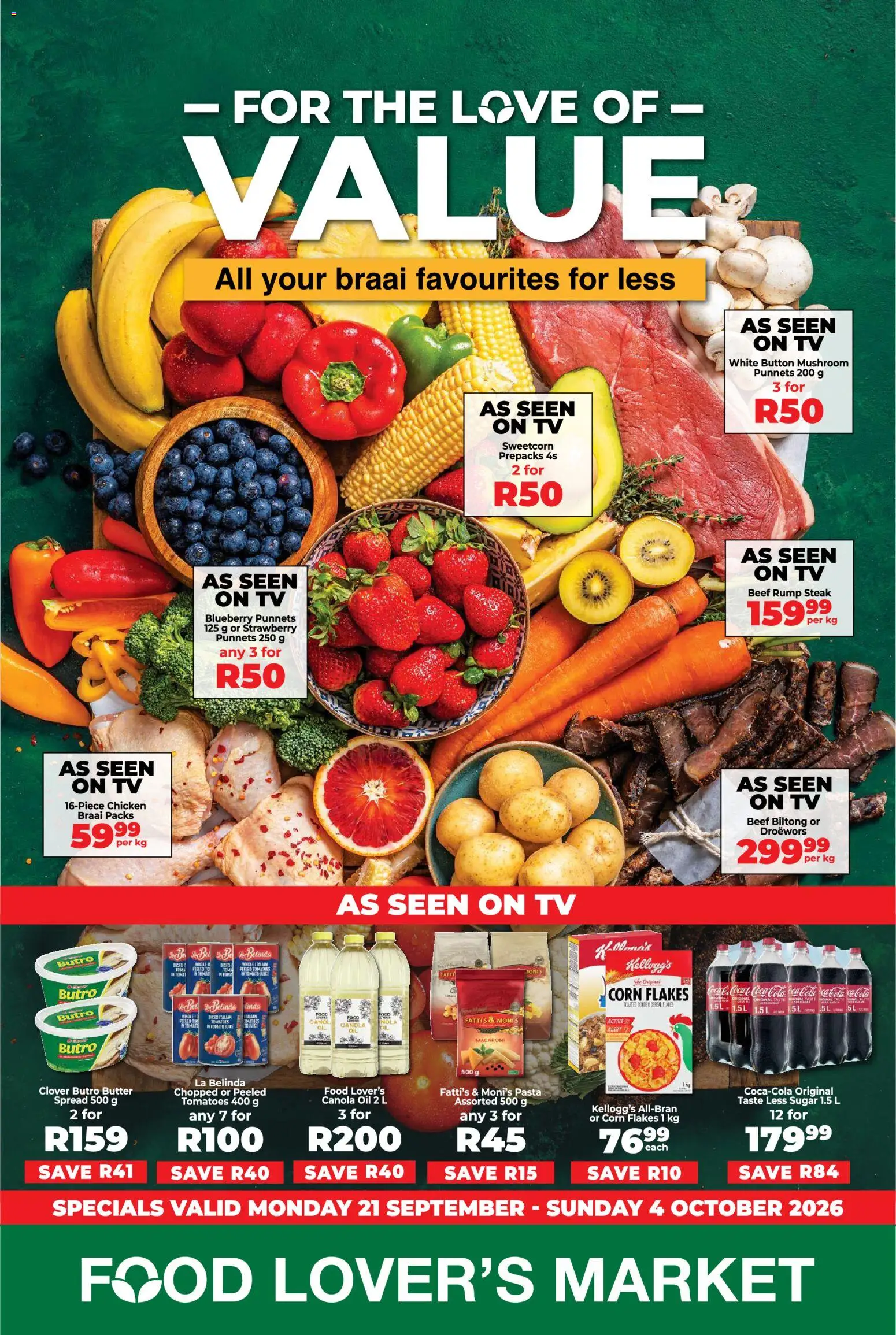 New Food Lover's Market catalogue – valid from 21/09/2026 | Page: 1 | Products: Rump steak, TV, Tomatoes, Beef