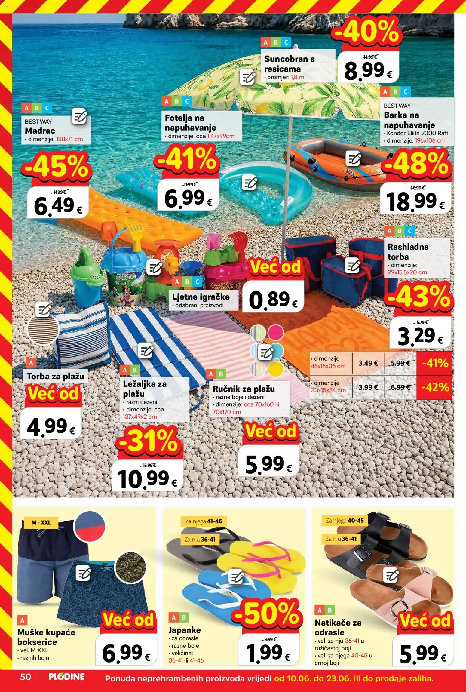 Plodine katalog | vrijedi od 17.06.2026 | Stranica: 50 | Proizvodi: Madrac, Ručnik, Bokserice, Torba