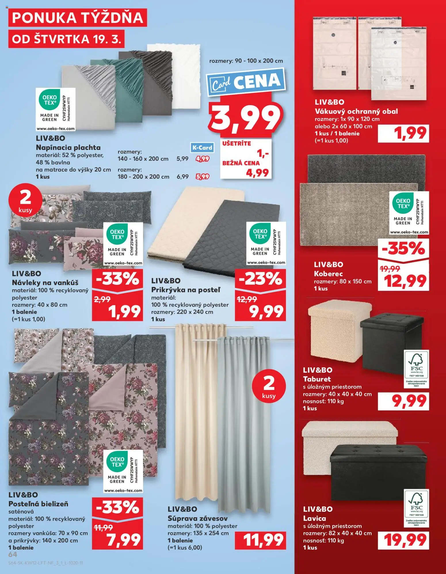 Nové Kaufland akcie – leták je platný od 19.03.2026 | Strana: 64 | Produkty: Matrace, Plachta, Posteľ, Vankúš