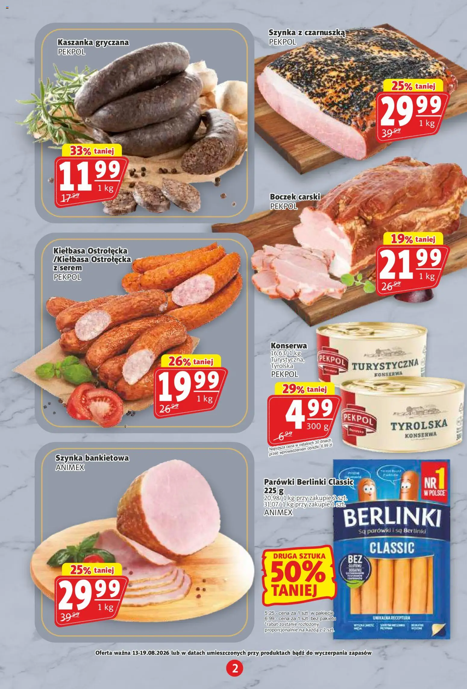 Prim Market gazetka od 13.08.2026 | Strona: 2 | Produkty: Serem, Parówki berlinki, Szynka, Berlinki