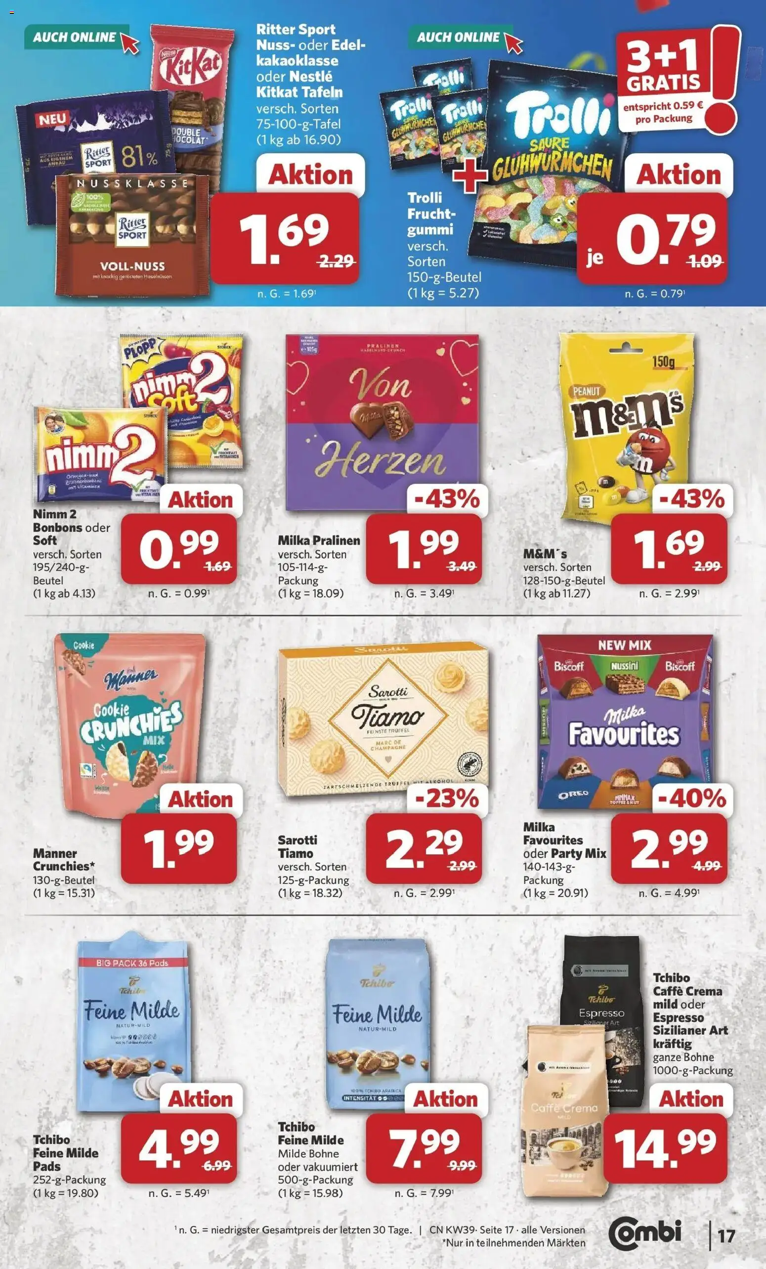 Combi Prospekt Dülmen – gültig ab 21.09.2026 | Seite: 19 | Produkte: Ritter sport, M&M's, Milka, Alkohol