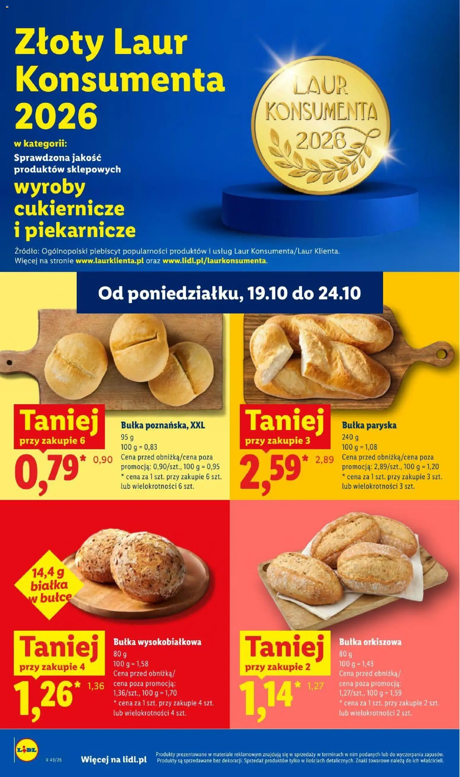 Lidl gazetka od 22.10.2026 | Strona: 52 | Produkty: Bułka wysokobiałkowa, Bułka orkiszowa, Bułka paryska, Bułka