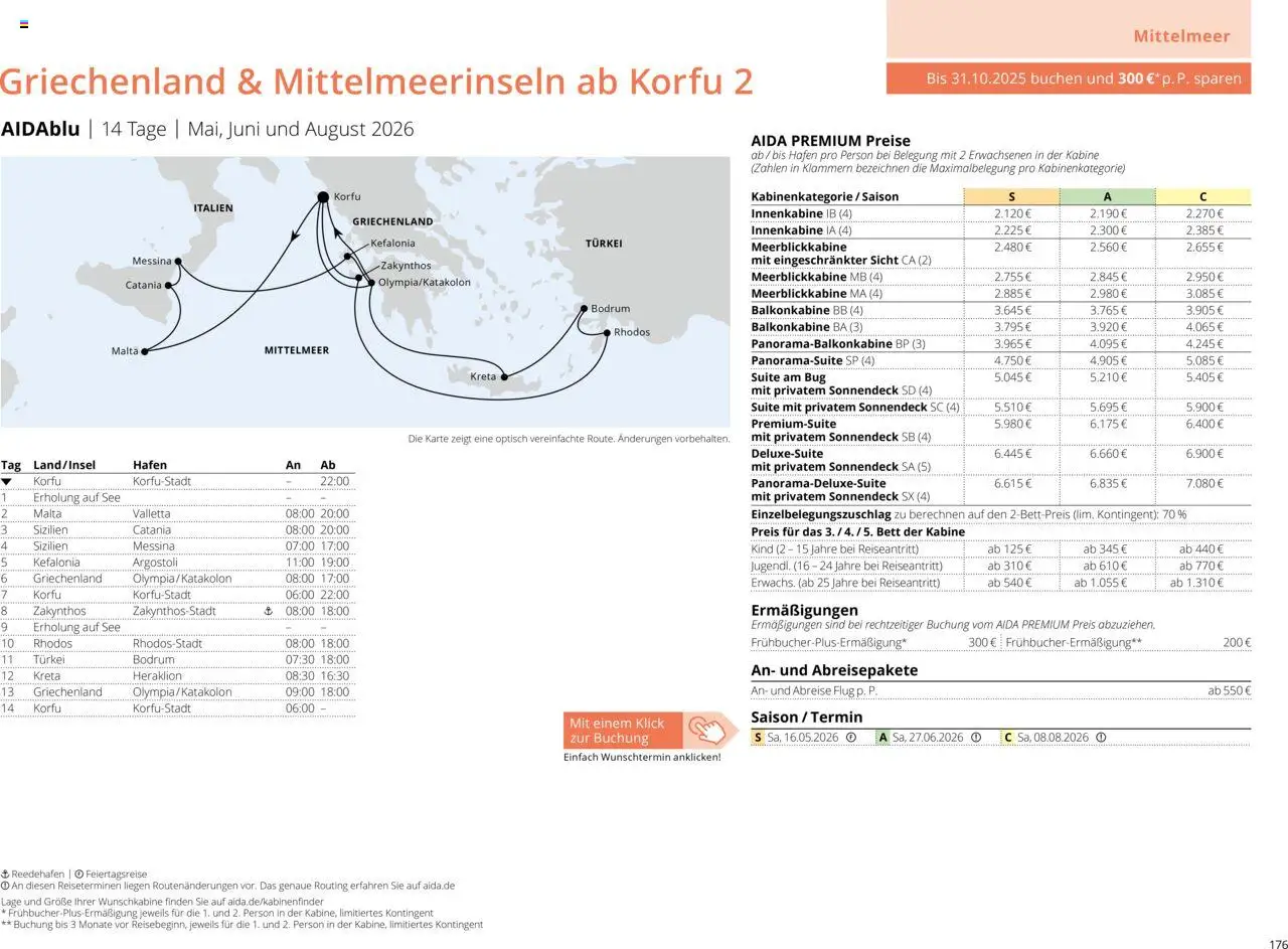 Aida Sommer 2026 – gültig ab 01.03.2026 | Seite: 176 | Produkte: Bett