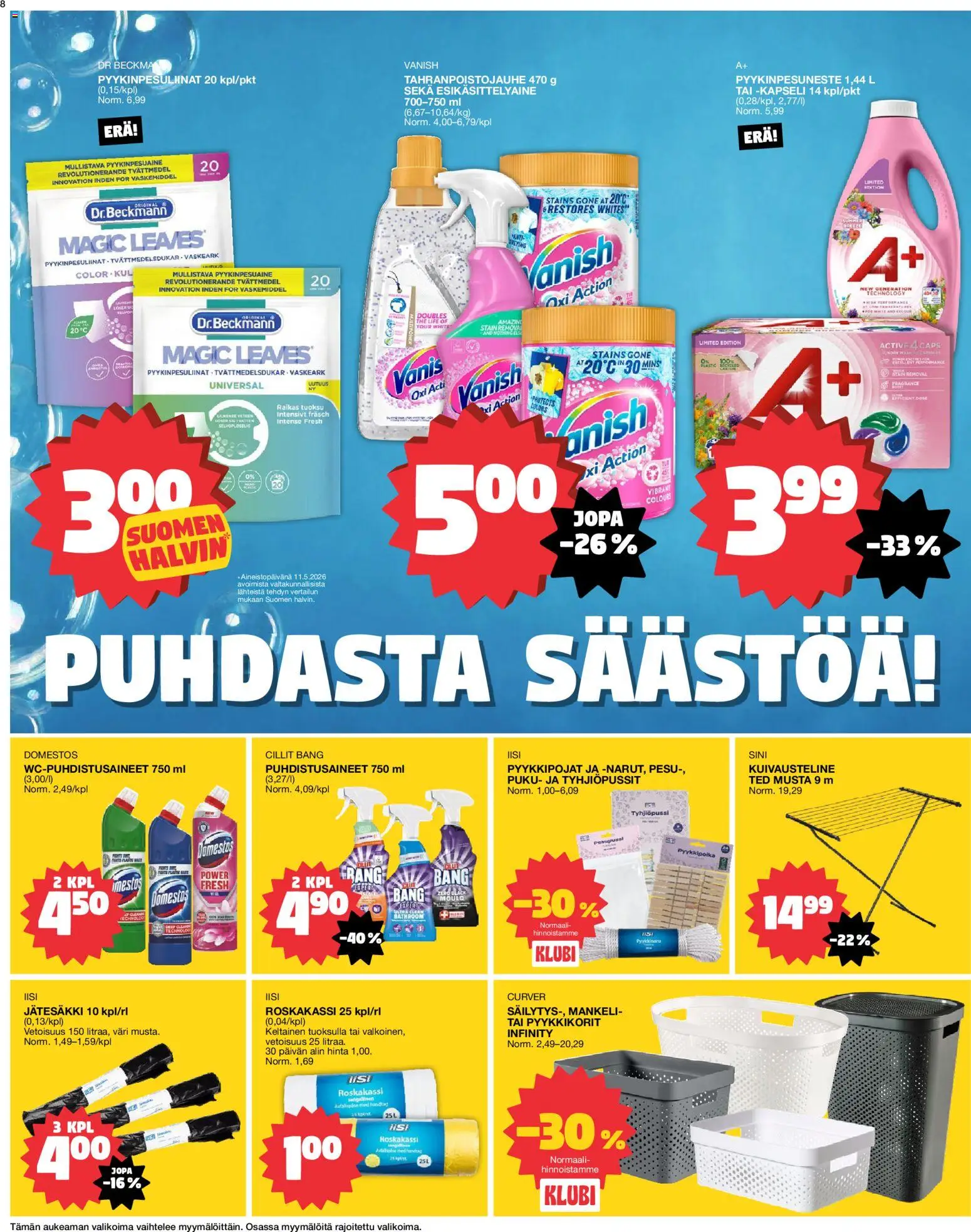 Tokmanni tarjoukset – voimassa 25.05.2026 alkaen | Sivu: 8 | Tuotteet: Pyykkipojat, Tuoksu, Puku