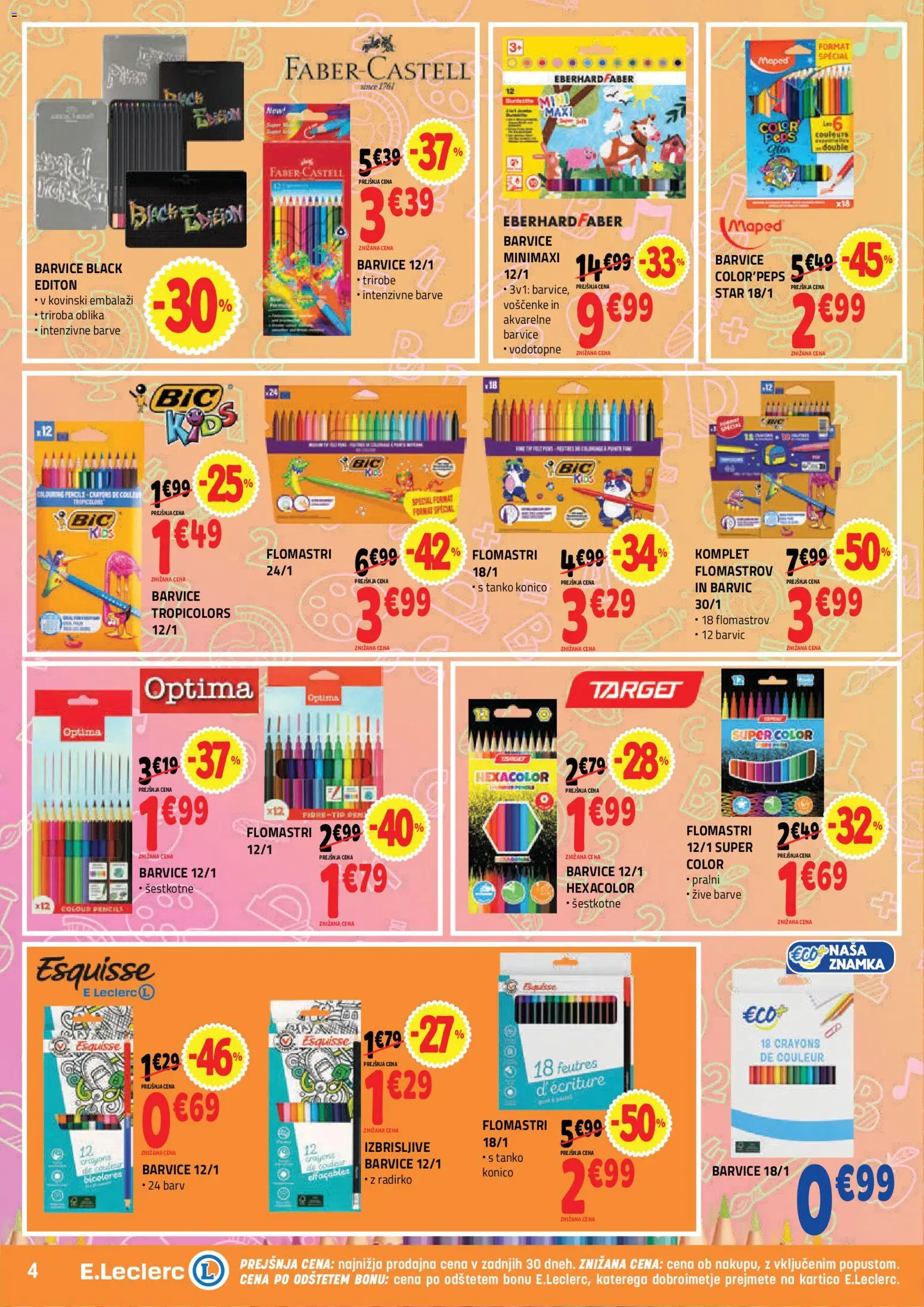Novi E.leclerc katalog ponudbe – veljaven od 19.08.2026 | Stran: 4 | Izdelki: Barvice