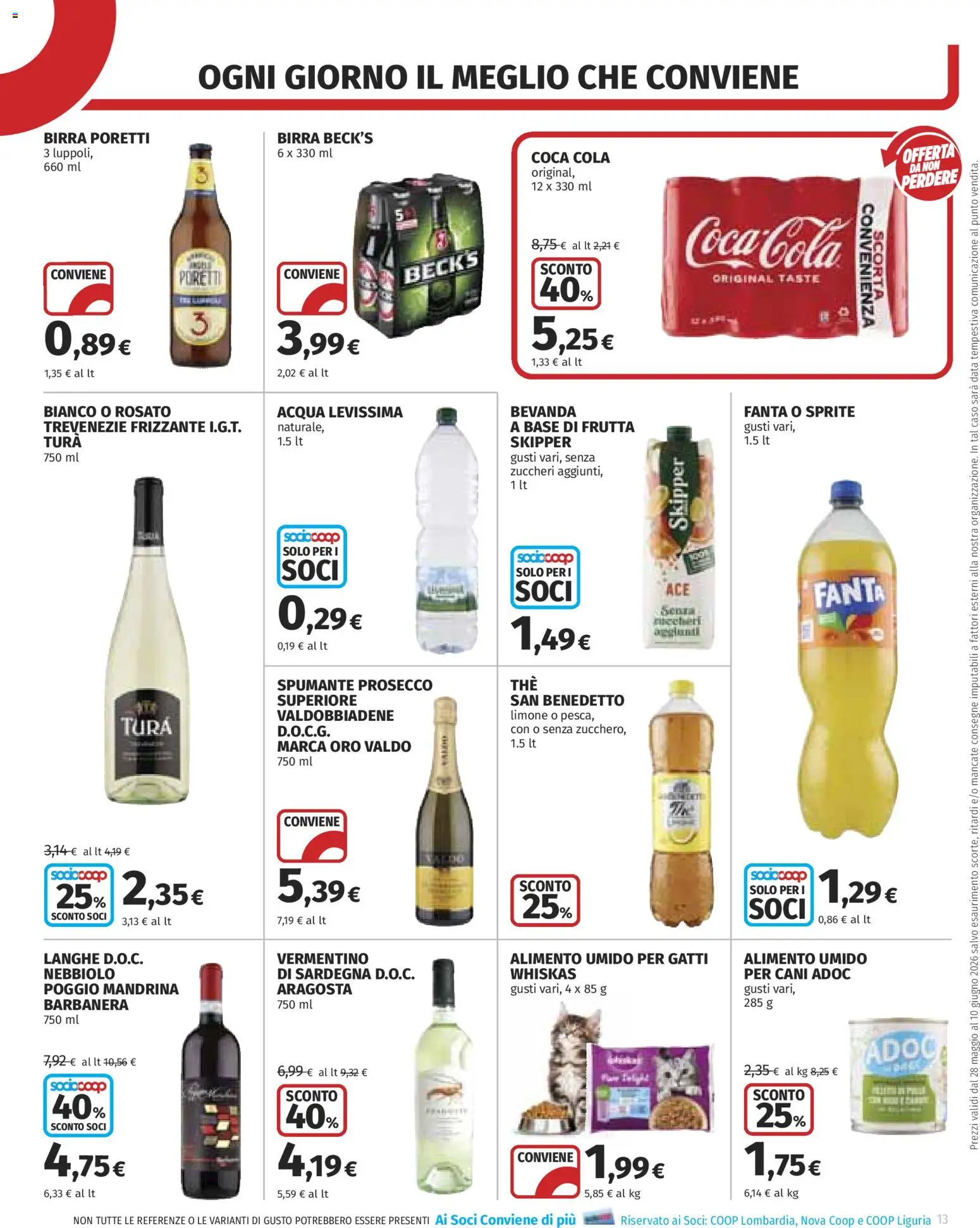 Volantino COOP del 28.05.2026 | Pagina: 13 | Prodotti: Birra, Prosecco, Acqua, Limone