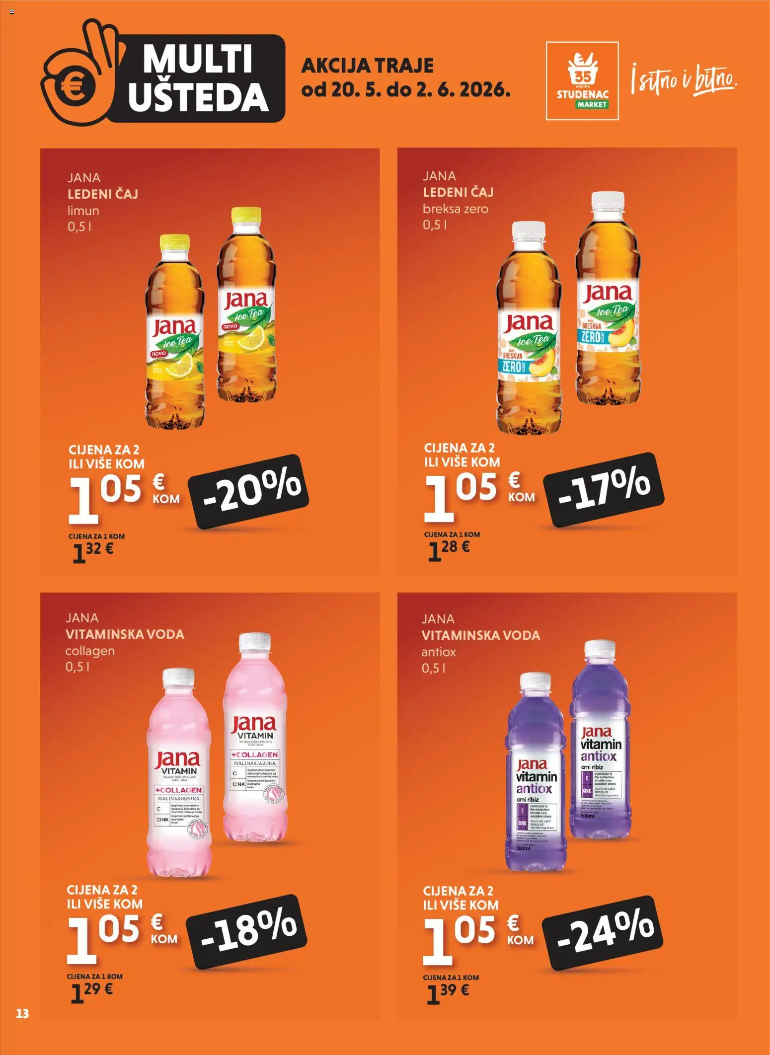 Studenac katalog | vrijedi od 20.05.2026 | Stranica: 13 | Proizvodi: Ledeni čaj, Čaj, Voda, Limun