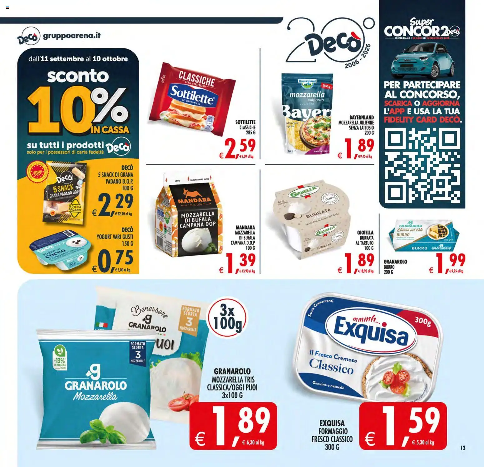 Volantino Decò del 11/09/2026 | Pagina: 13 | Prodotti: Mozzarella di bufala, Cocco, Specialità, Burrata