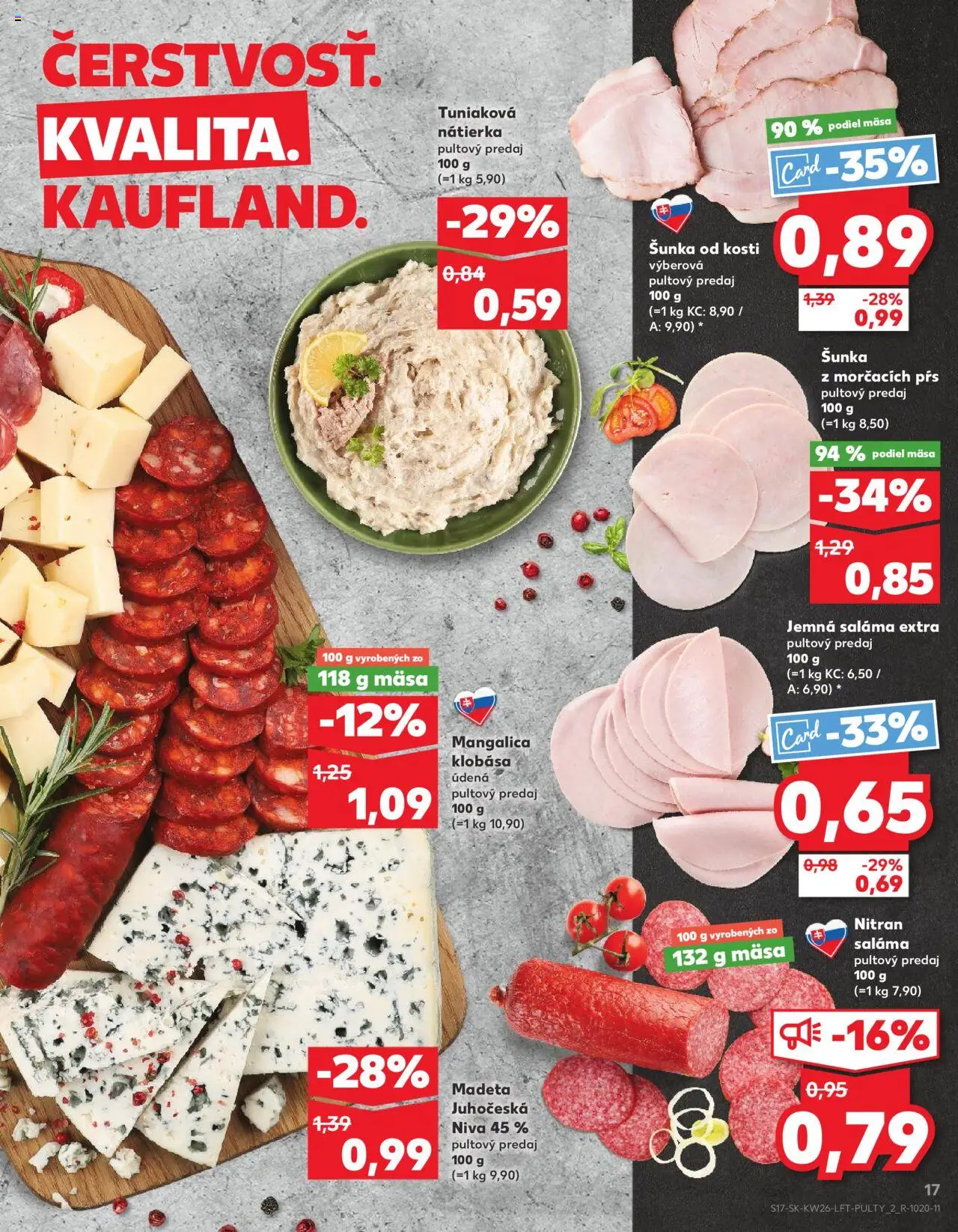 Nové Kaufland akcie – leták je platný od 26.06.2025 | Strana: 17 | Produkty: Saláma, Klobása, Nátierka, Niva