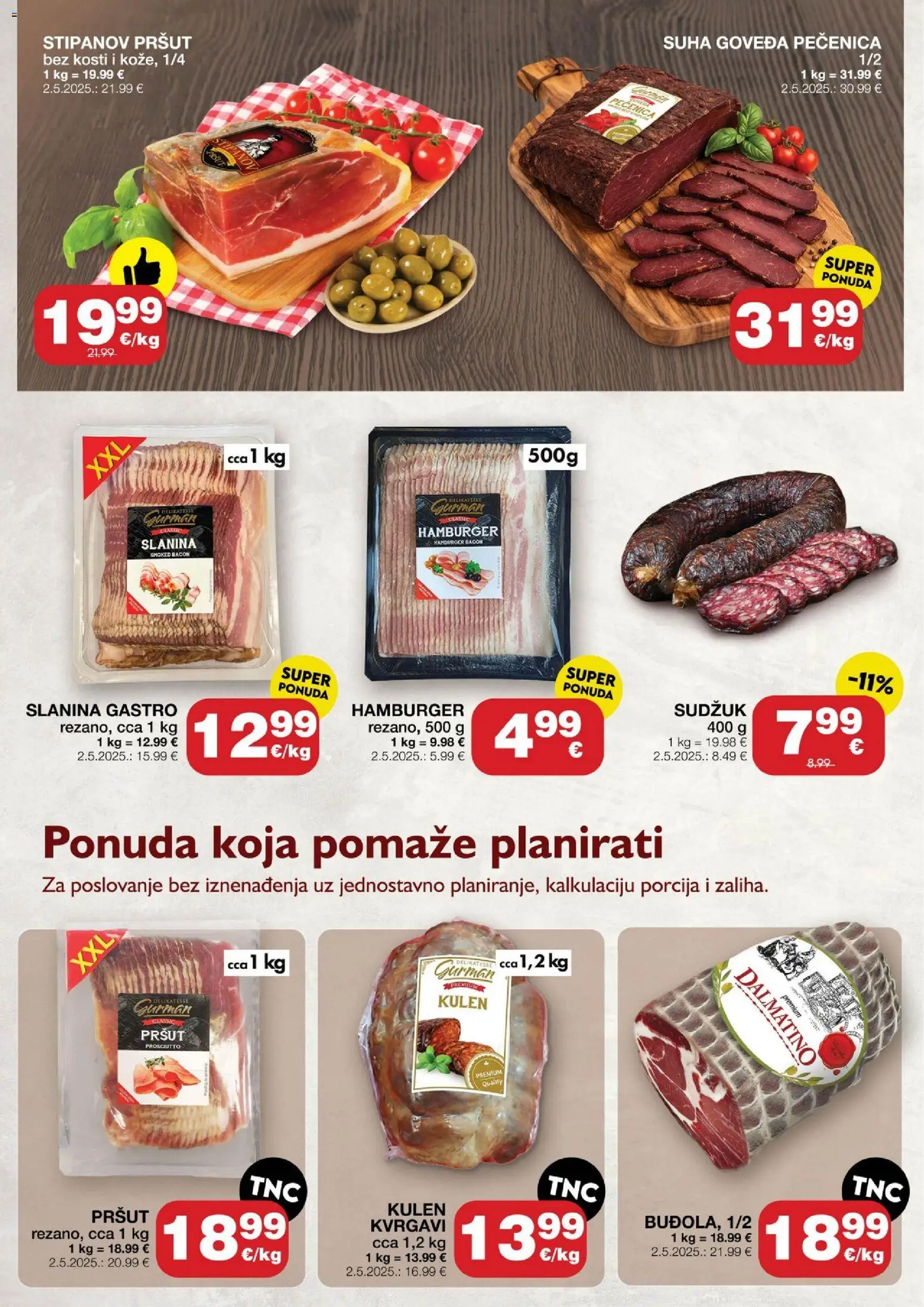 Stanić Diskont katalog | vrijedi od 20.08.2026 | Stranica: 2 | Proizvodi: Pečenica, Pršut, Slanina, Hamburger