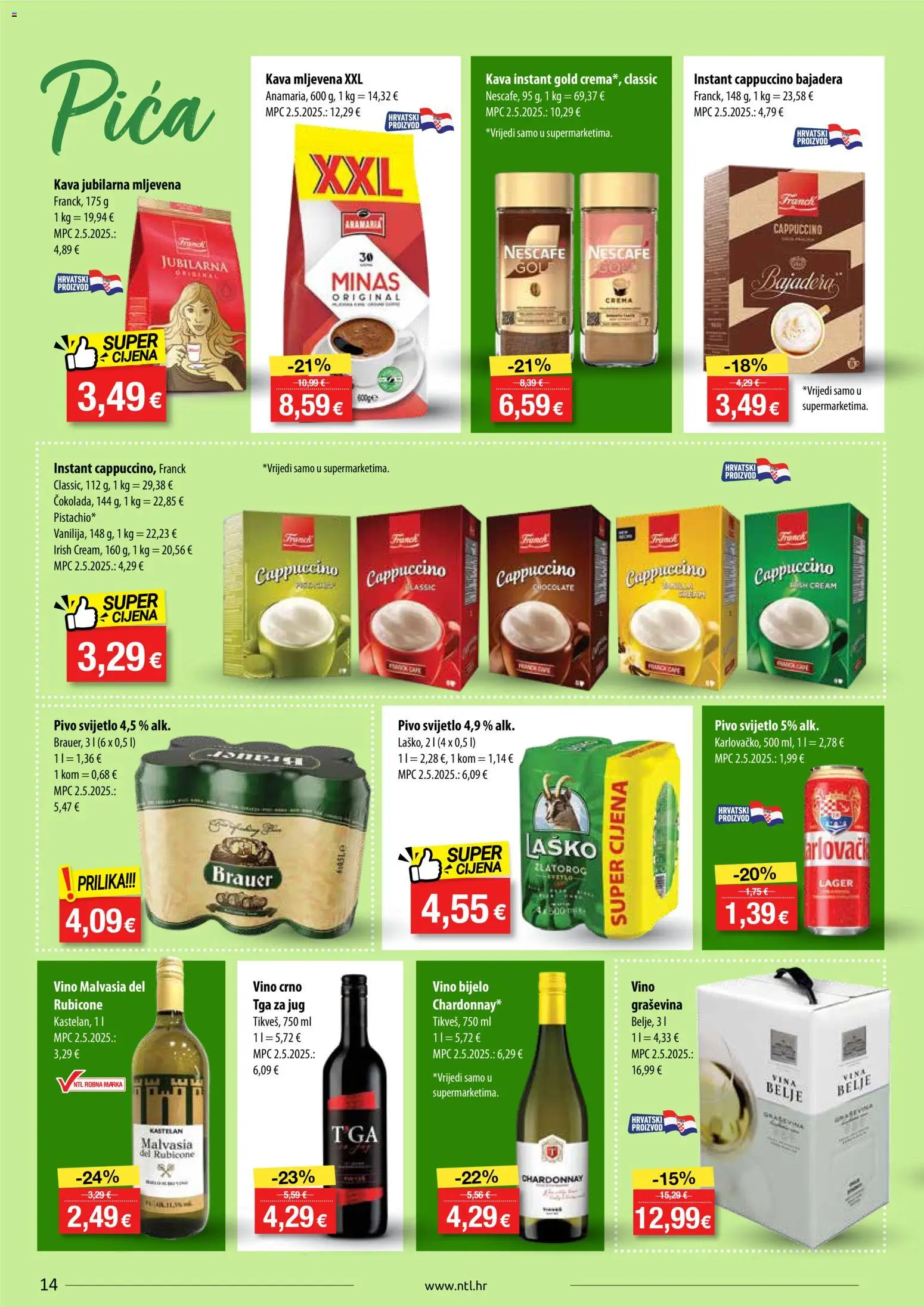 NTL katalog | vrijedi od 20.05.2026 | Stranica: 14 | Proizvodi: Bijelo vino, Kava, Vino, Crno vino