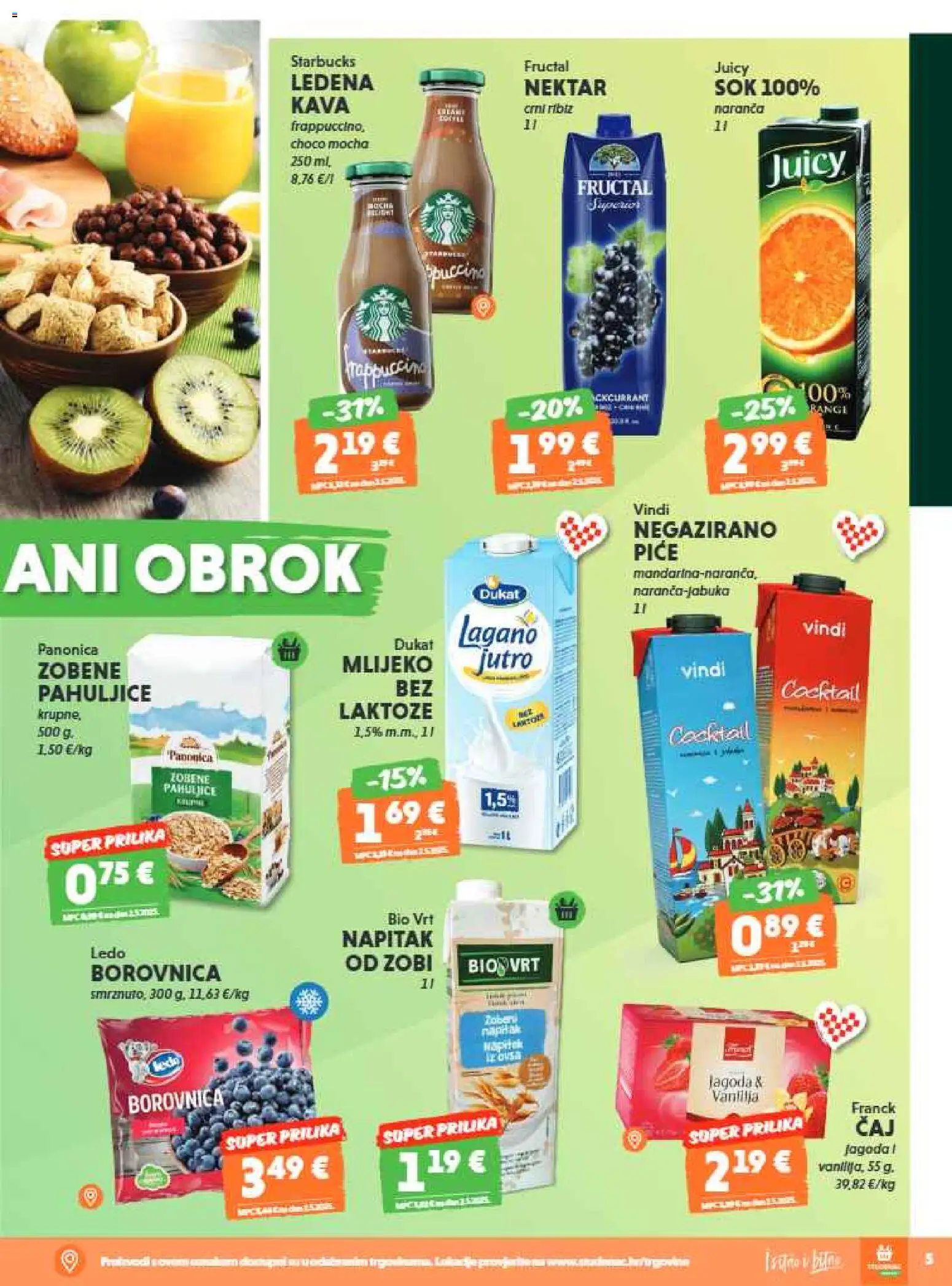 Studenac katalog | vrijedi od 06.05.2026 | Stranica: 5 | Proizvodi: Mlijeko, Sok, Ledo, Pahuljice