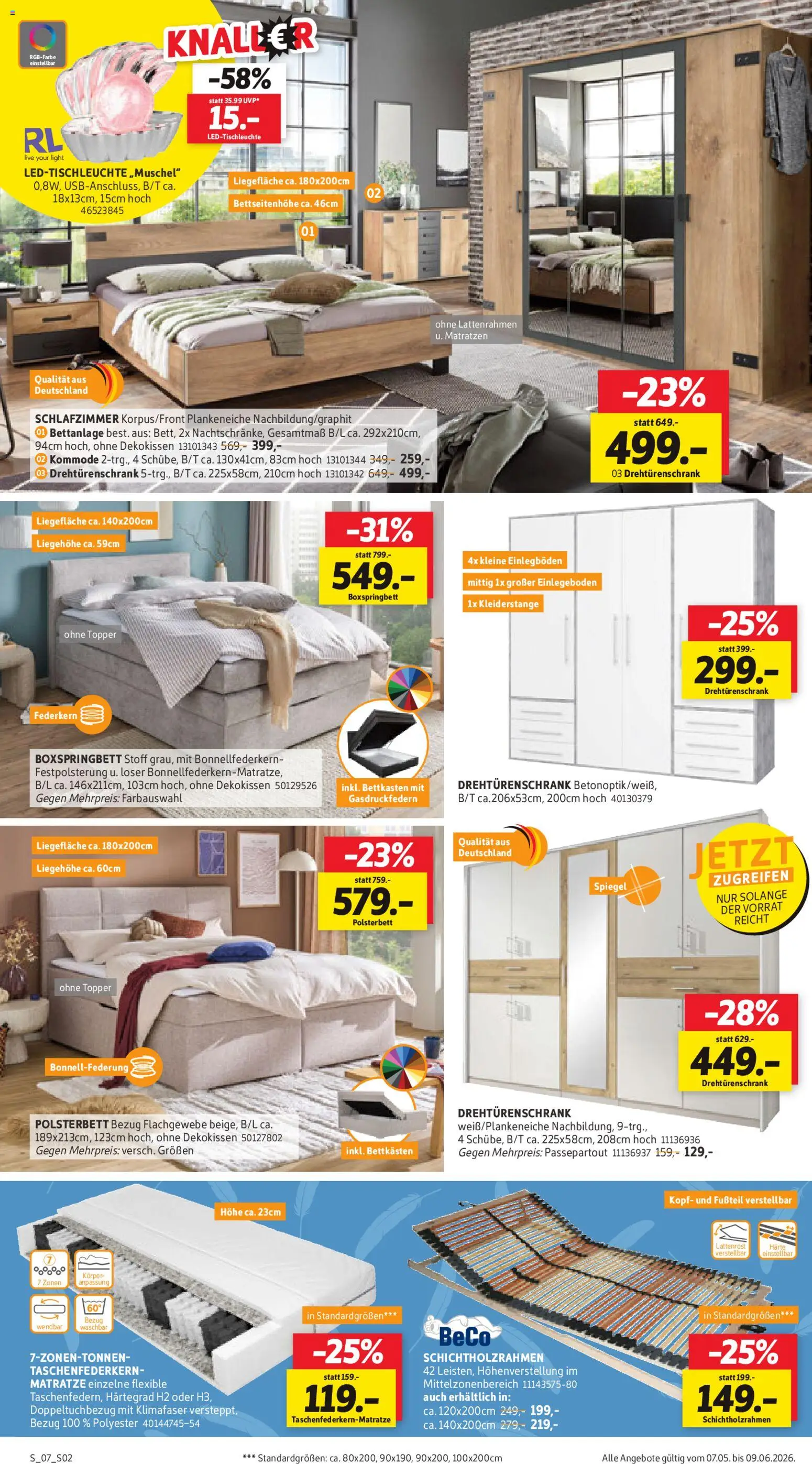 Sconto Prospekt 	 – gültig ab 07.05.2026 | Seite: 2 | Produkte: Matratze, Kommode, Polsterbett, Topper