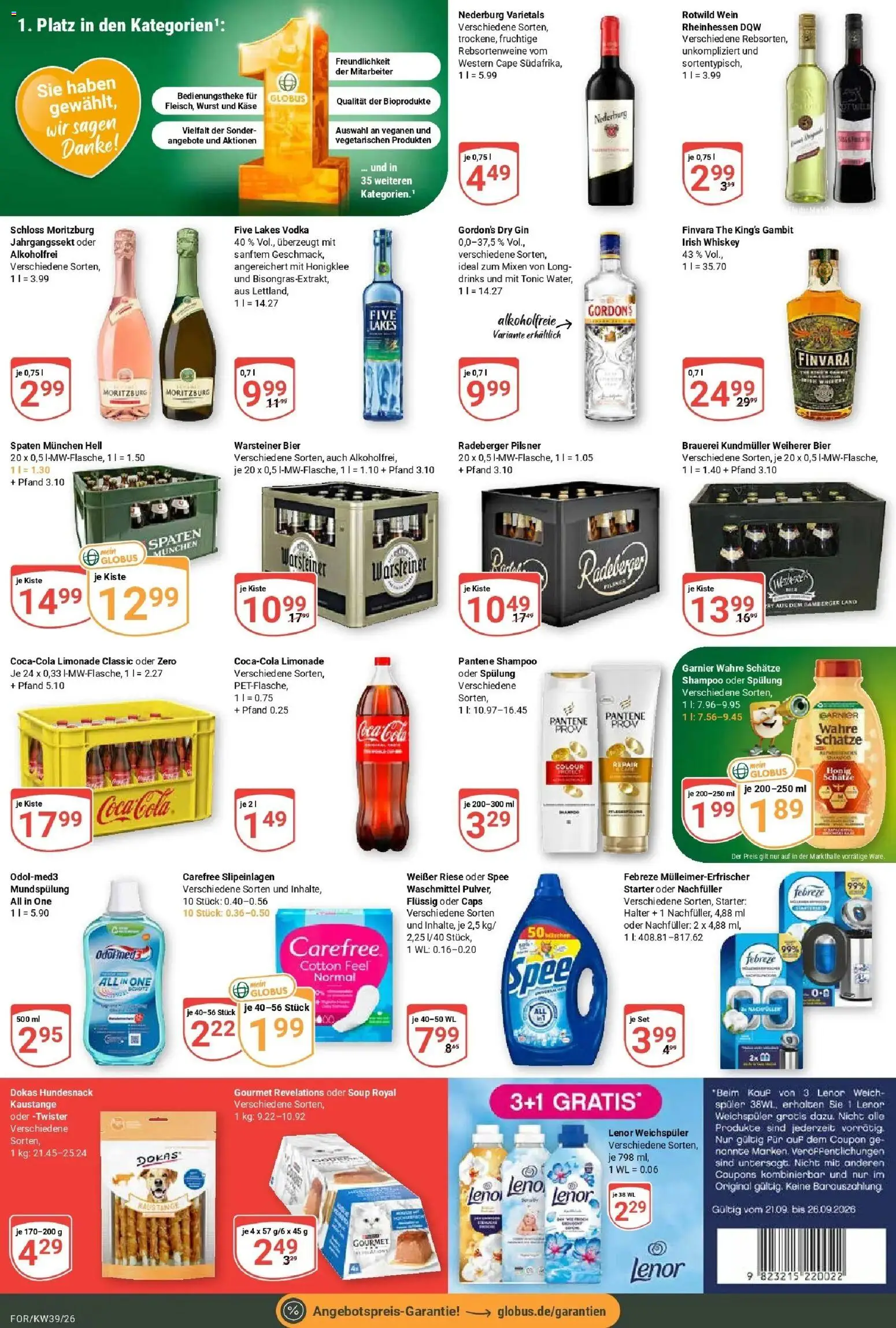 Globus Prospekt Forchheim (ab 21.09.2026) » Angebote online | Seite: 5 | Produkte: Coca cola, Spülung, Wurst, Gin