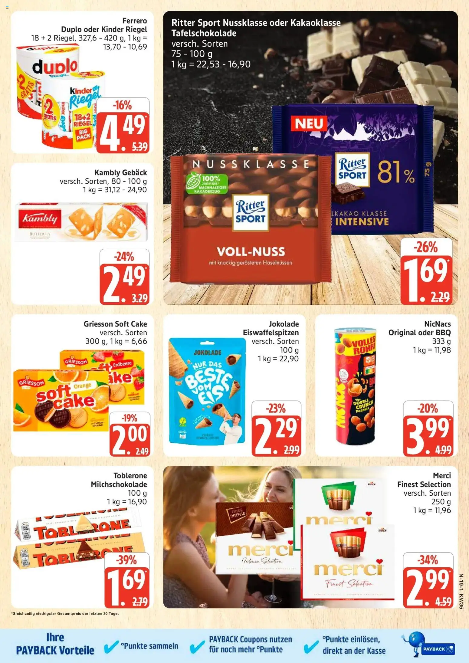 Marktkauf Prospekt Buxtehude (ab 24.08.2026) » Angebote online | Seite: 19 | Produkte: Merci, Ferrero duplo, Ritter sport, Kinder riegel