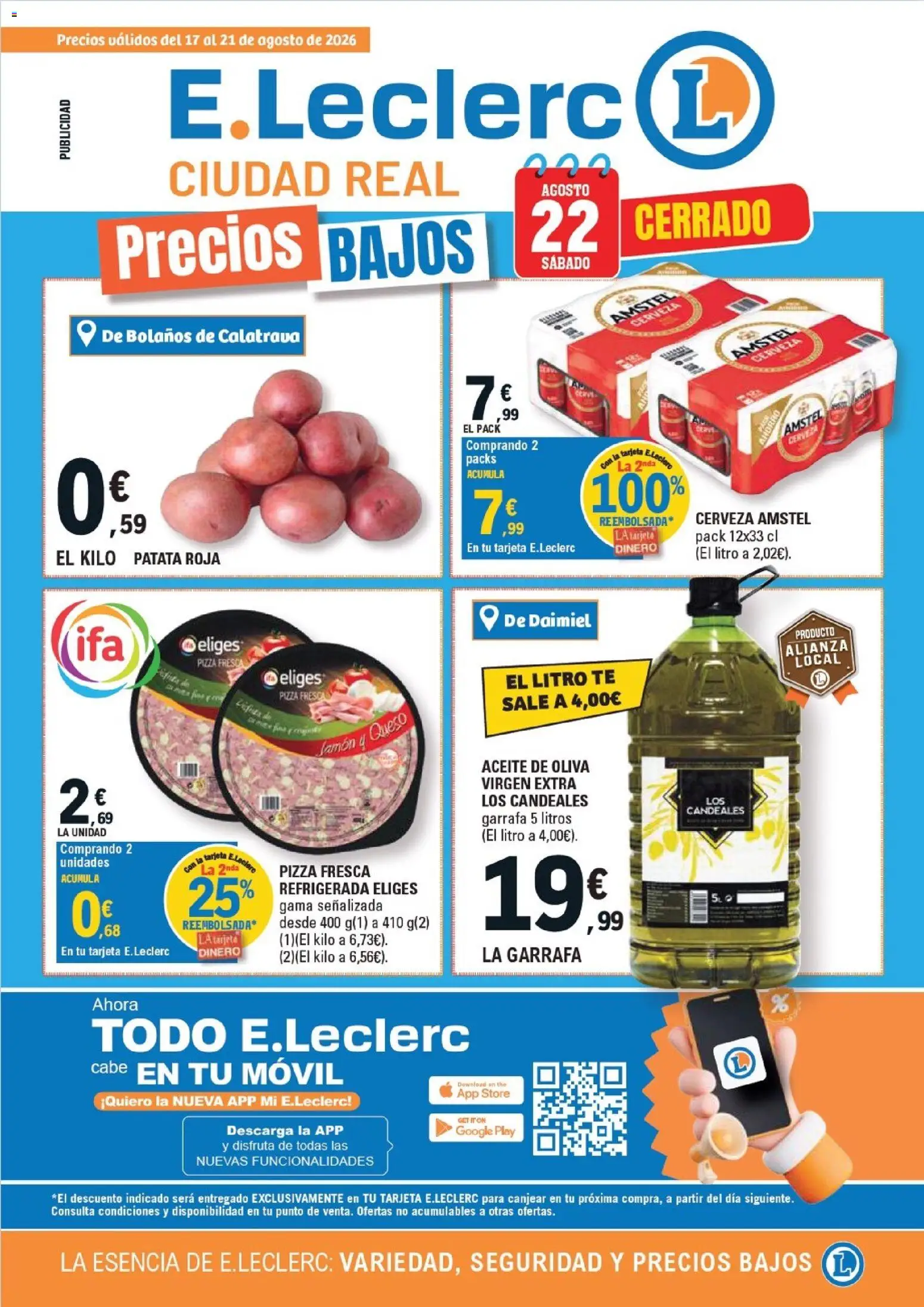 E.Leclerc Ciudad Real │ válido desde el 17/08/2026 | Página: 1 | Productos: Queso, Aceite, Jamón, Móvil