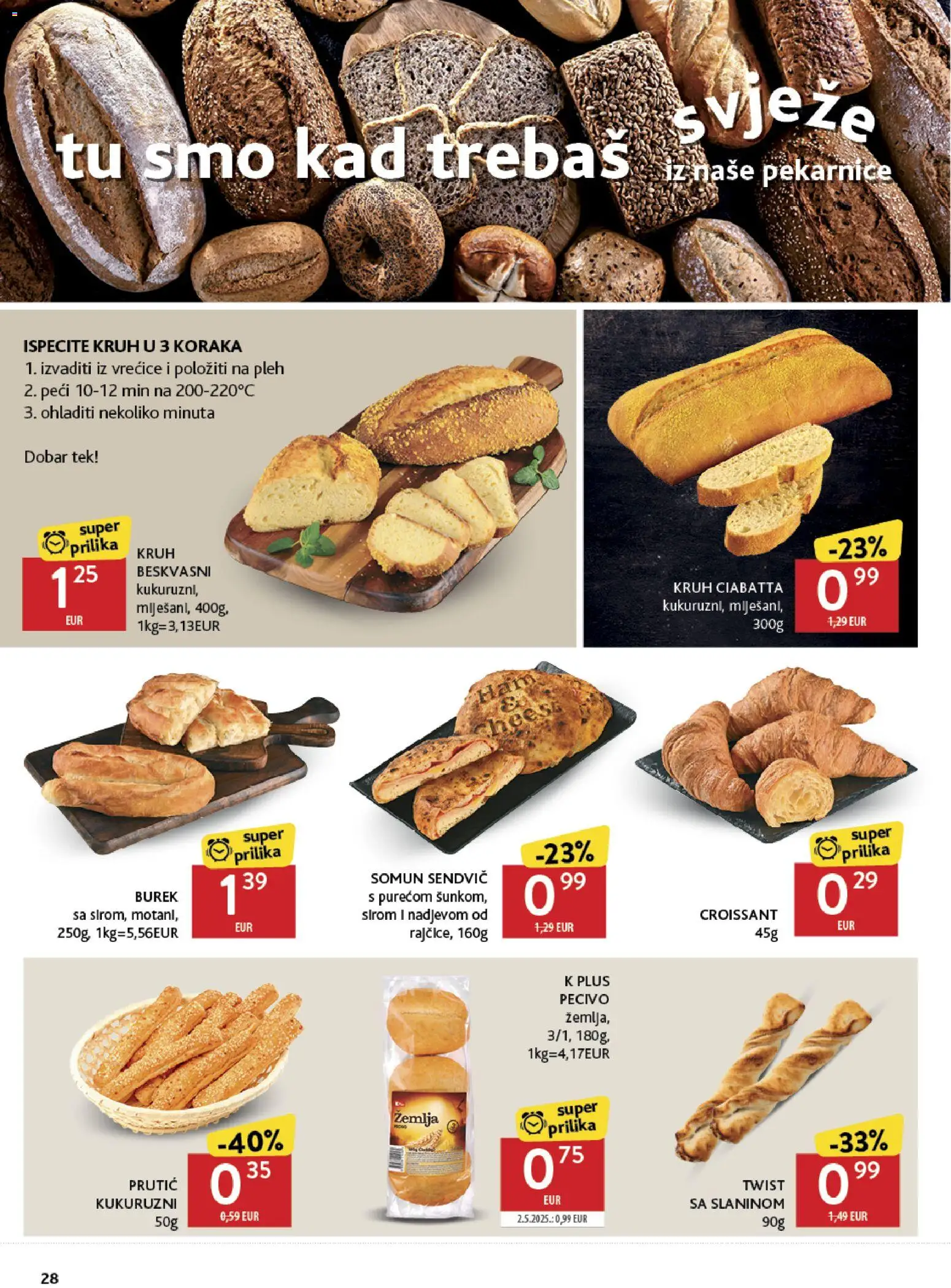 Konzum katalog | vrijedi od 14.10.2026 | Stranica: 28 | Proizvodi: Somun, Zemlja, Burek, Pecivo